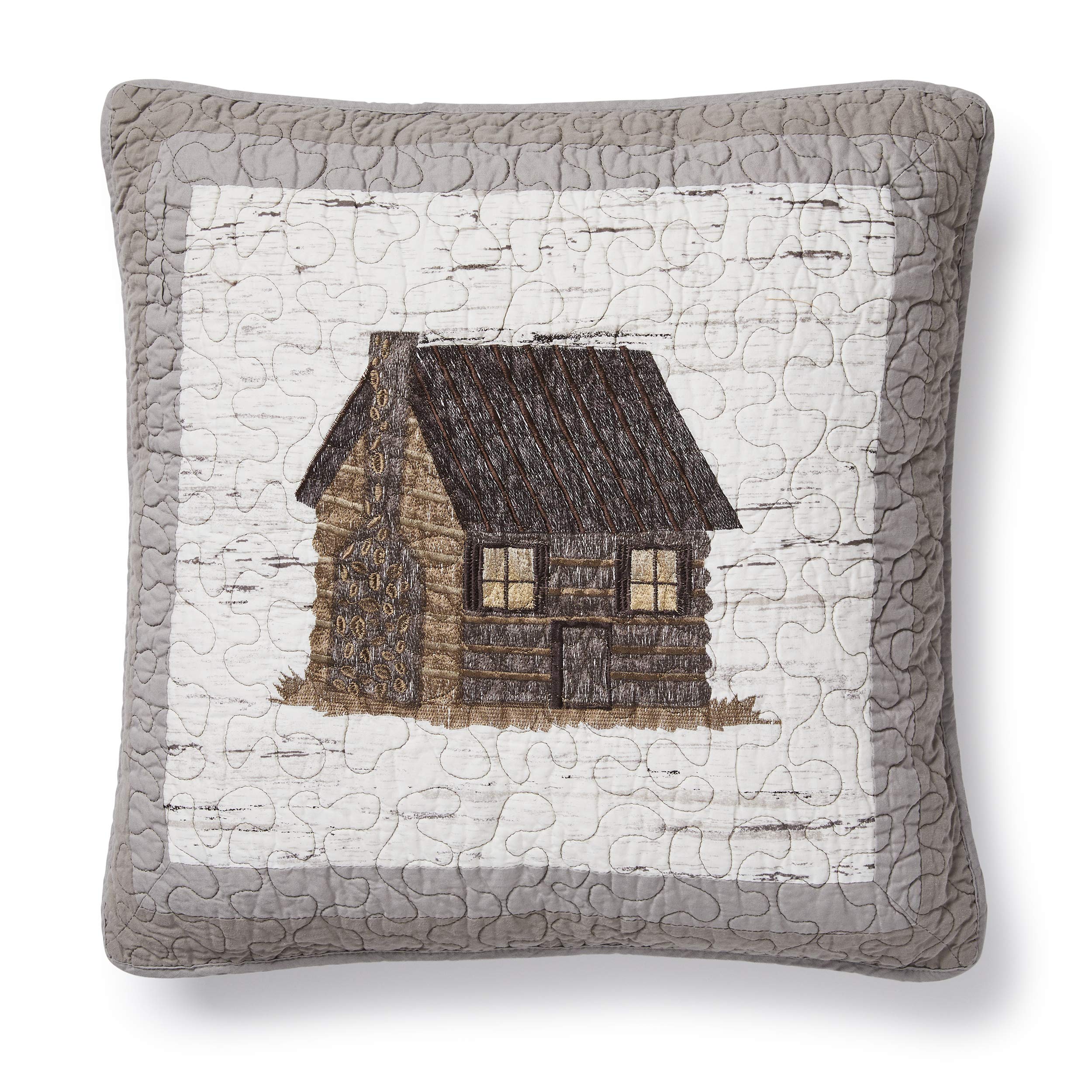Donna Sharp Throw Pillow - Birch Forest Lodge Style Square Decorative Pillow with Log Cabin Design - Perfect for Cabin, Rustic Home Decor & Cozy Living Room Accent