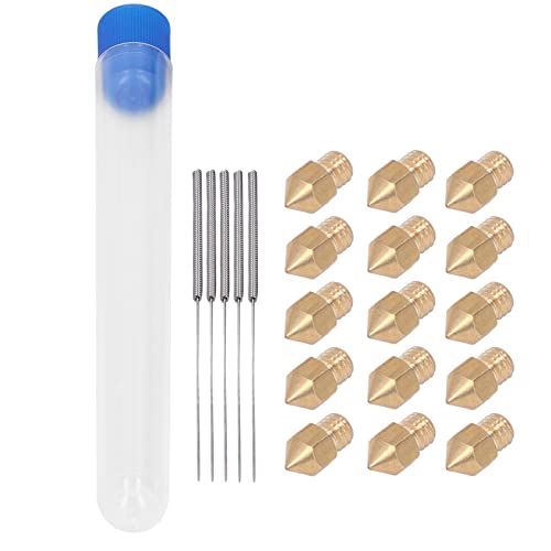 3D Printer Nozzles Kit - 15PCS & 5PCS Stainless Steel & Brass Extruder Nozzles for Creality Ender 3, CR-10, Anycubic | High Precision Printing Accessories for PLA, ABS, PETG Filaments | Perfect for Home DIY, School Projects & Professional 3D Printing Workshops