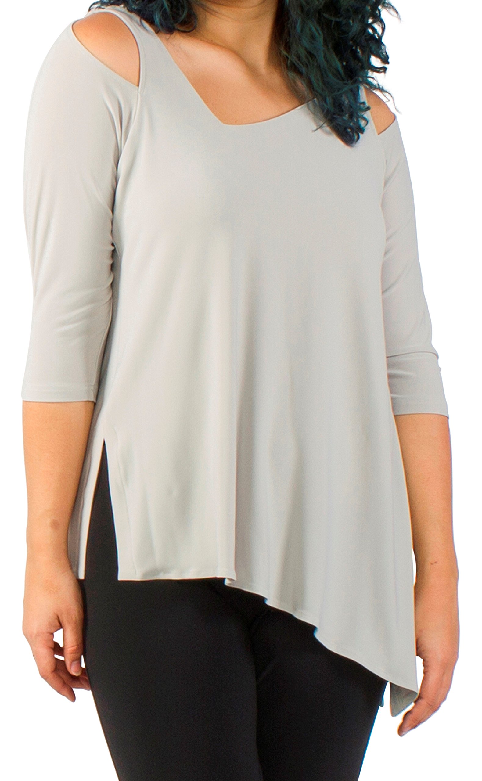Women's Focus Tunic Top with 3/4 Sleeves - Comfortable Casual Blouse for Work, Office & Everyday Wear