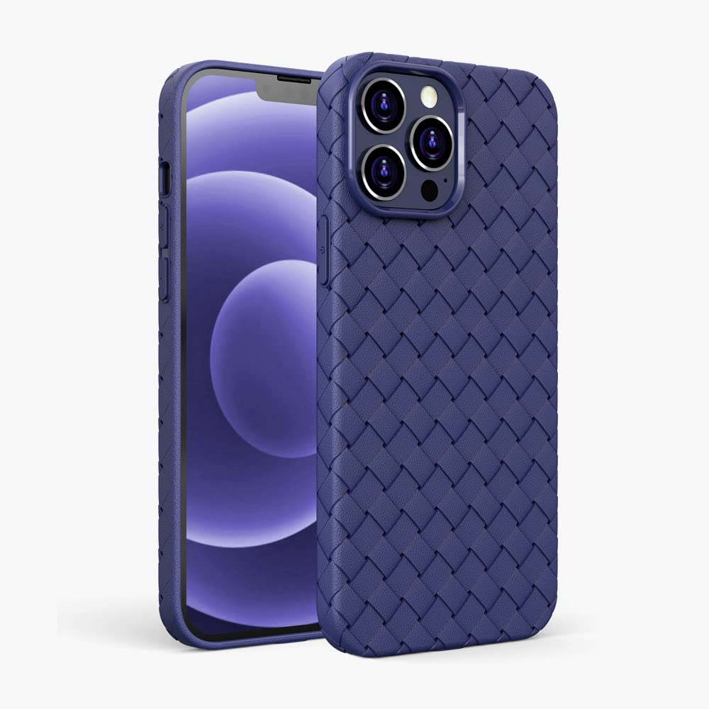 XYAJUANG Ultra Thin TPU Woven Texture Phone Case for iPhone 13/Pro/Pro Max - 6.1 Inch Slim Protective Cover (Blue) | Perfect for Everyday Use, Office & Travel Protection