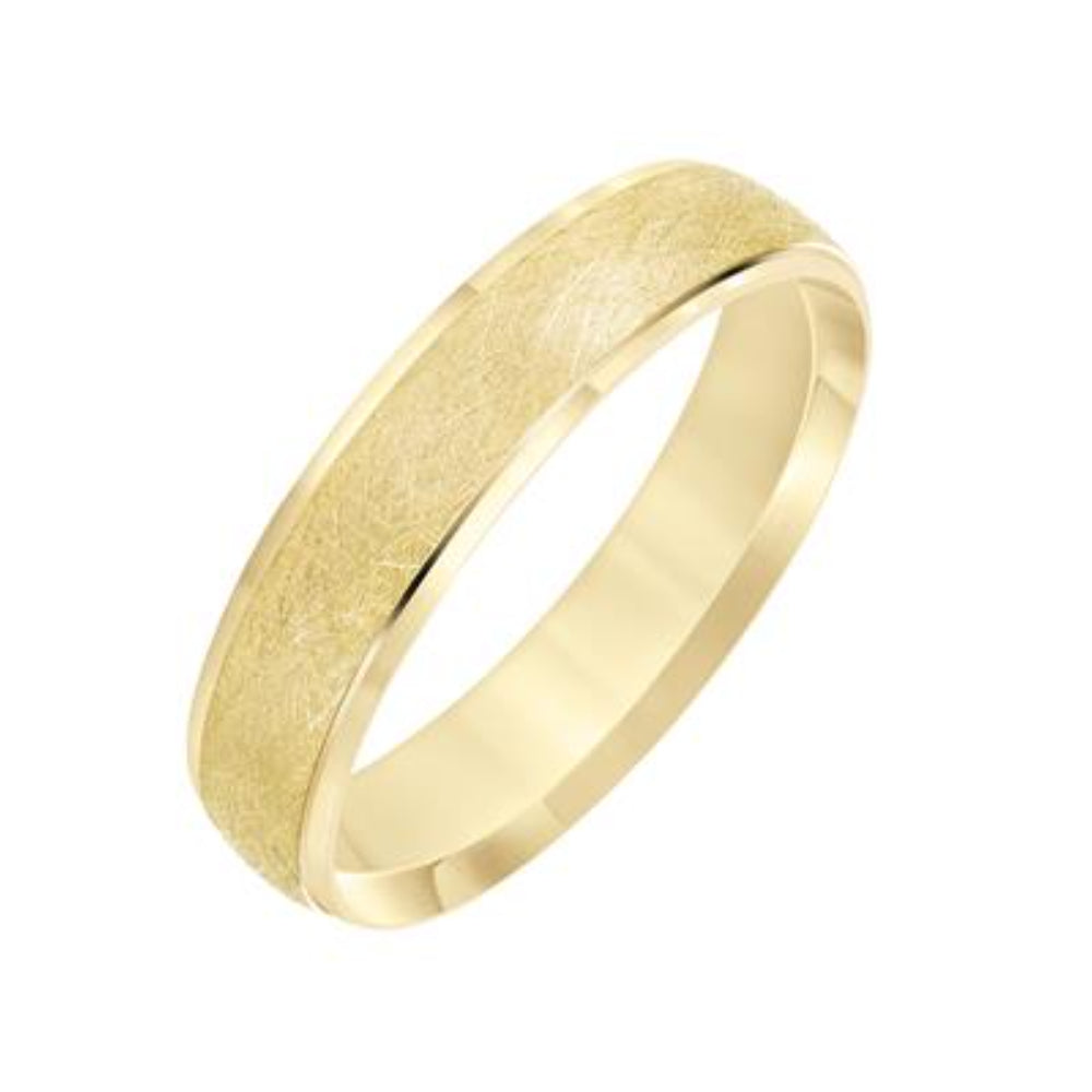 14K Gold Men's 5mm Low Dome Carved Wedding Band Ring - Classic Elegant Comfort Fit for Engagement, Anniversary & Everyday Wear