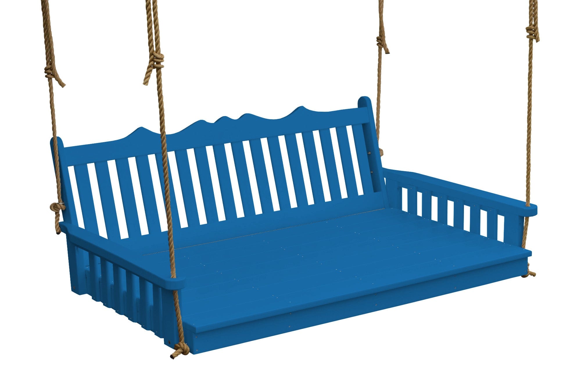 Keystone Amish Co. Twin York Recycled Plastic Swing Bed - Blue Outdoor Patio Furniture for Relaxing in Garden or Backyard