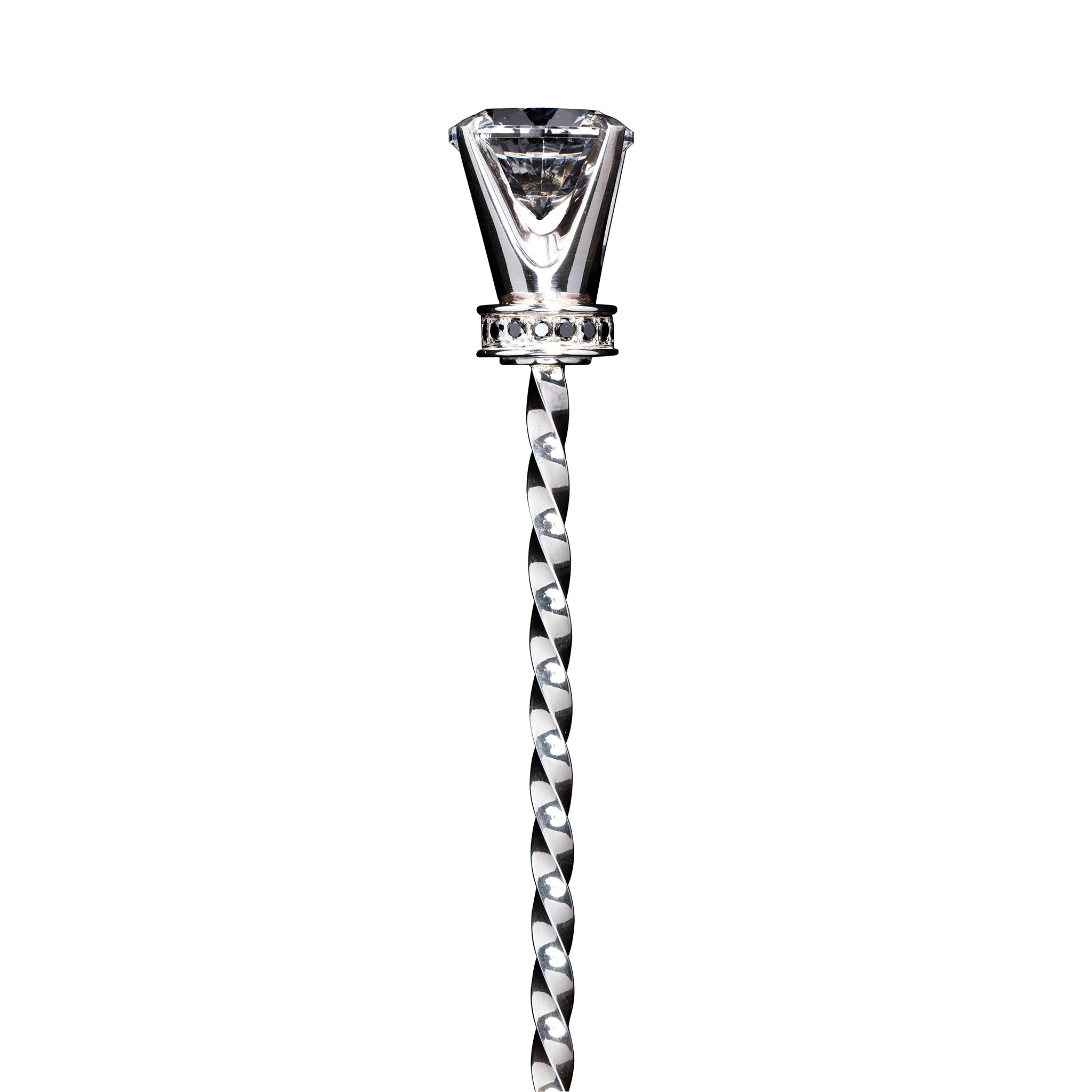Premium Black Diamond Bar Spoon - 43cm Solid Silver Cocktail Mixing Tool for Bartenders & Home Bars | Perfect for Stirring, Layering & Crafting Cocktails