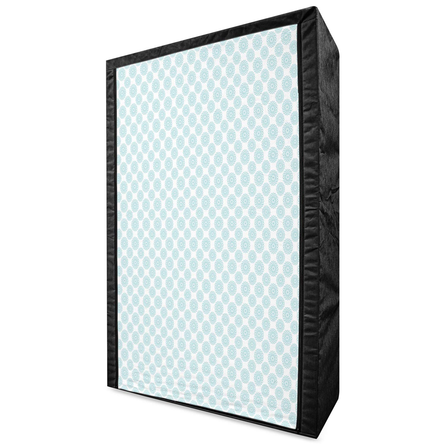 Ambesonne Pale Blue Fabric Wardrobe - Portable Clothing Organizer with Shelves & Star Wavy Chain Pattern, 42.5
