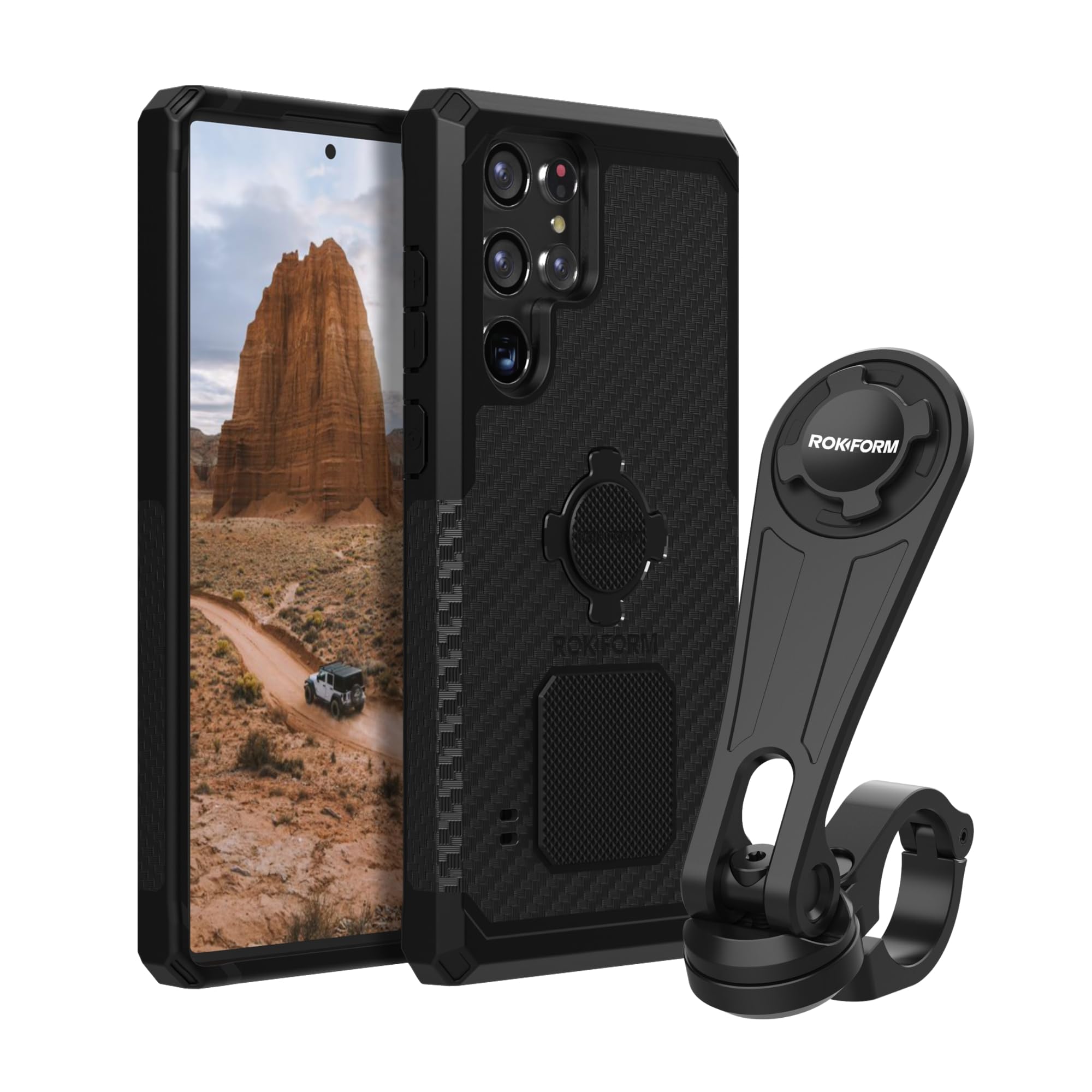 Rokform Galaxy S22 Ultra 5G Rugged Case with Motorcycle Handlebar Mount - Durable Protection for Outdoor Adventures & Commuting
