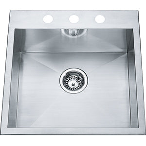 3 Hole 1 Bowl Dual Mount Stainless Steel Kitchen Sink QSLF2020 - Drop-in or Undermount Installation for Modern Kitchens & Bathrooms