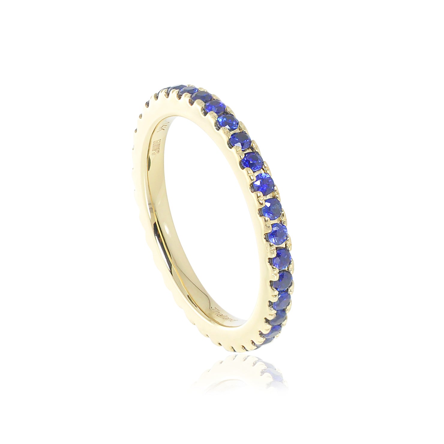 Blue Sapphire Eternity Ring for Women - 14K White Gold Wedding Band with Genuine Sapphire Stones - Perfect for Engagement, Anniversary & Special Occasions