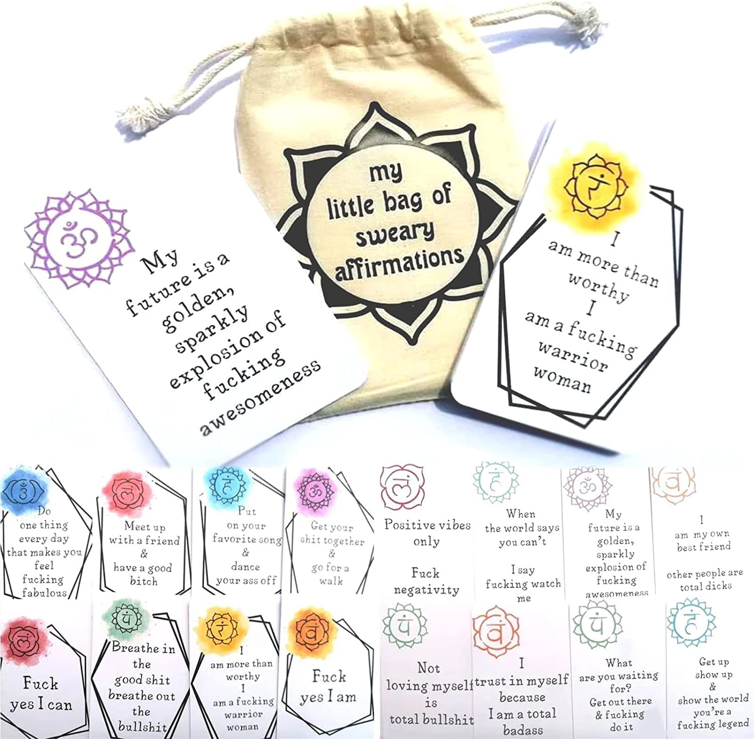 16pcs Funny Swear Affirmation Cards - Motivational & Encouragement Cards for Self-Improvement, Daily Positive Affirmations with Humor - Perfect for Office Desk, Therapy Sessions & Gift Giving