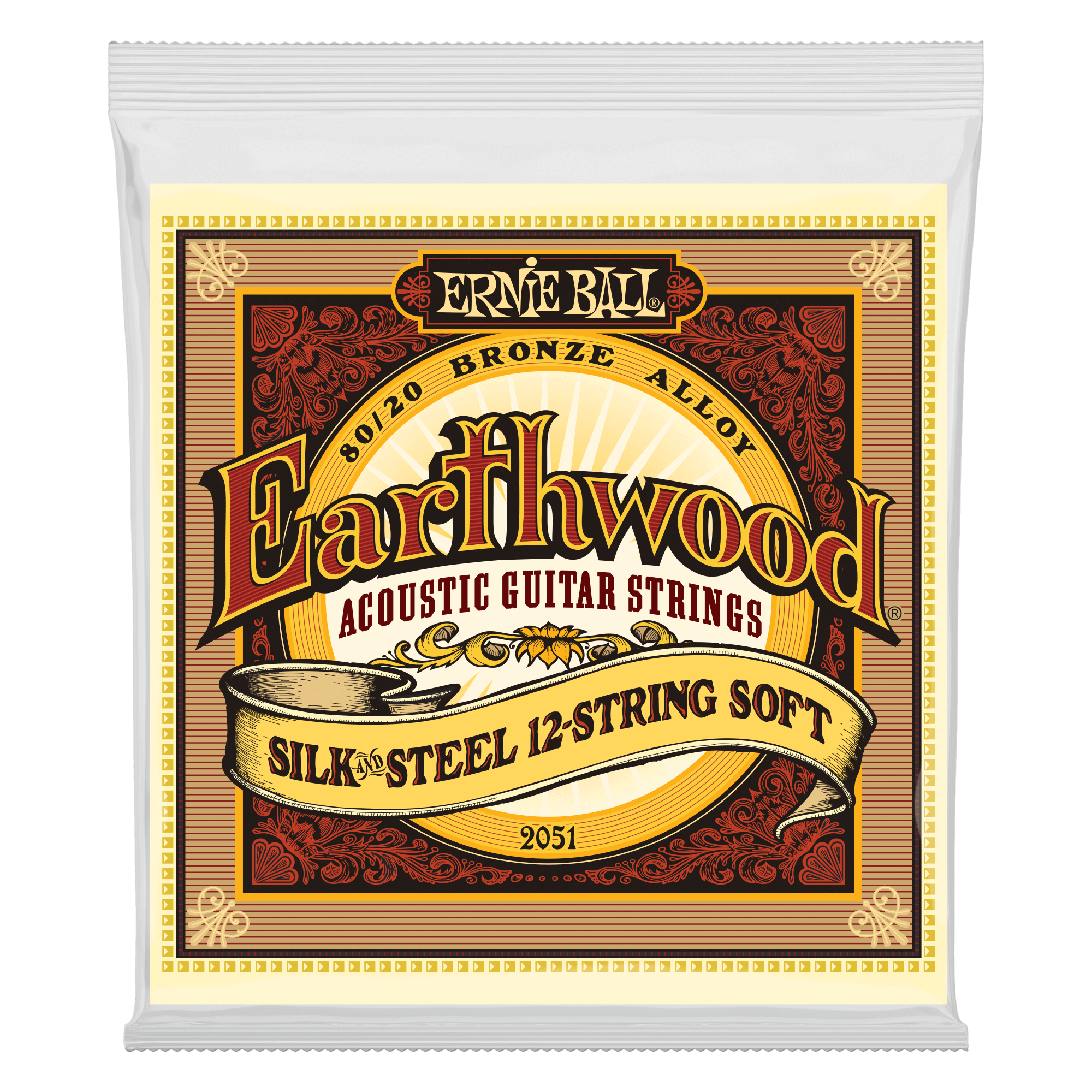 Ernie Ball Earthwood Silk & Steel Soft 12-String Acoustic Guitar Strings - 80/20 Bronze, 9-46 Gauge - Perfect for Folk, Blues & Fingerstyle Playing
