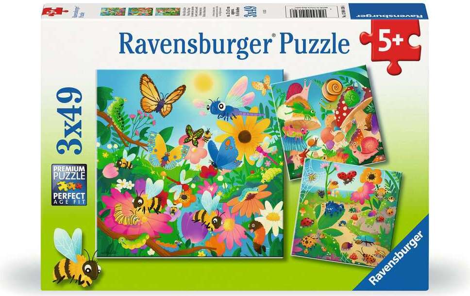 Bugs, Bugs, Bugs - 3 Pack of 49 Piece Jigsaw Puzzles for Kids | Fun Insect-Themed Educational Toys for Children's Learning & Playtime