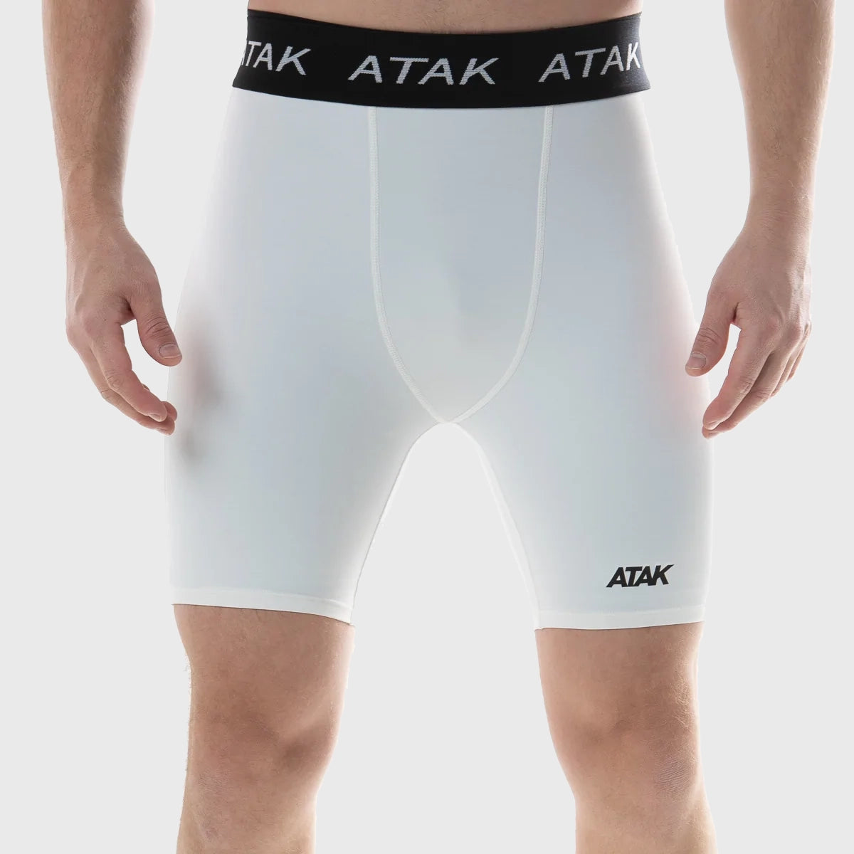 ATAK Sports Men's Compression Shorts - Breathable Workout Shorts for Running, Gym & Training - Moisture Wicking Athletic Underwear (White)
