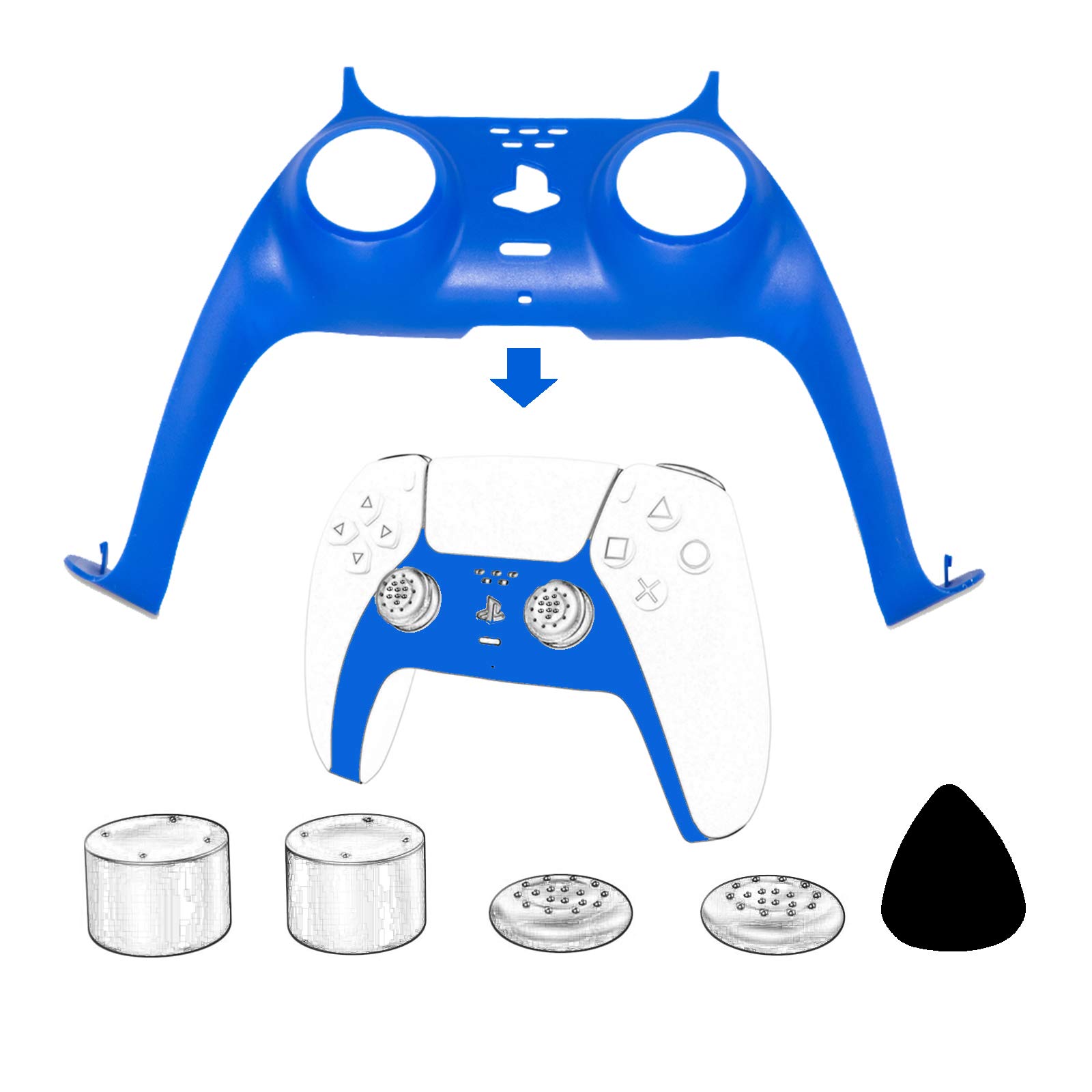 PS5 Controller Decoration Strip - Blue Replacement Shell for Gaming Accessories | Enhance Grip & Style
