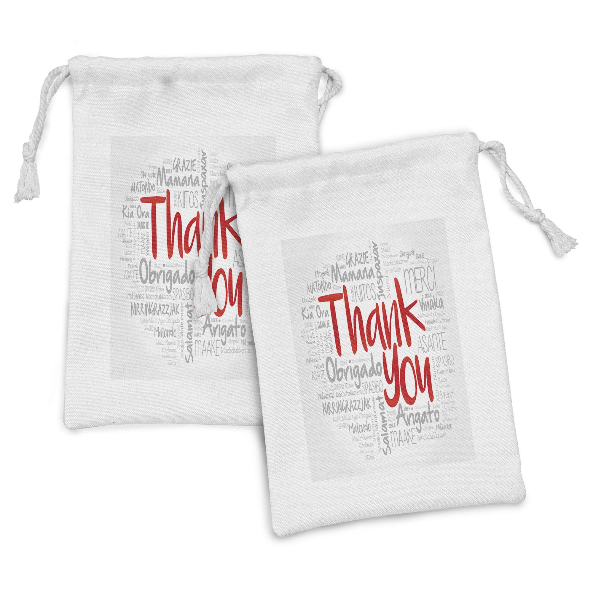 Ambesonne Thank You Fabric Pouch Set of 2 - Multilingual Appreciation Gift Bags (Merci, Obrigado, Matondo, Spasibo) - 9