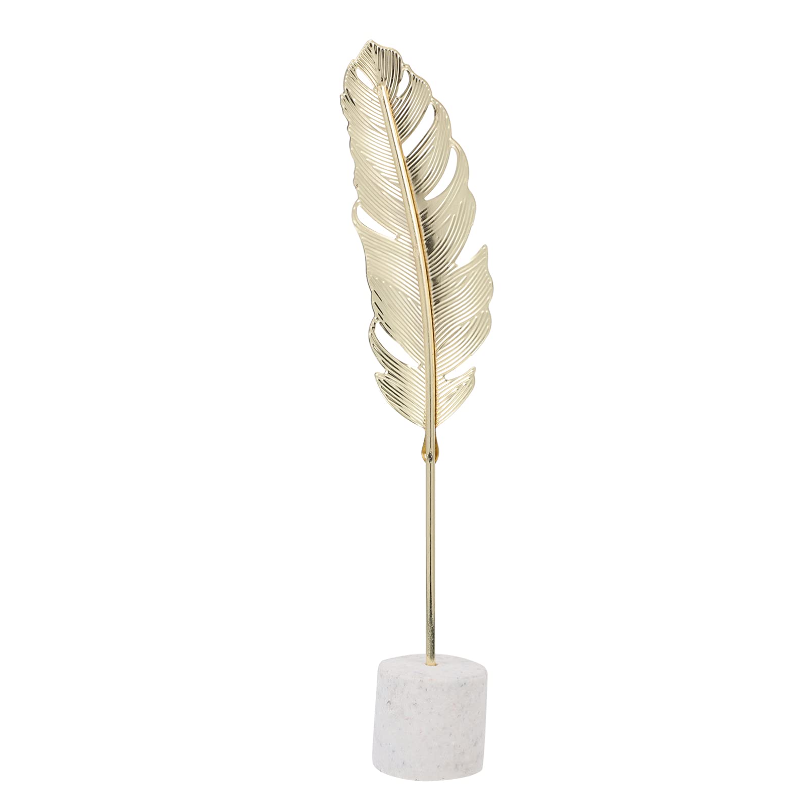 ULTNICE Metal Iron Leaf Feather Figurine with Wooden Base - Elegant Tabletop Sculpture Decor for Living Room, Bedroom, Office | Perfect Home Accent Gift for Housewarming, Wedding & Interior Design