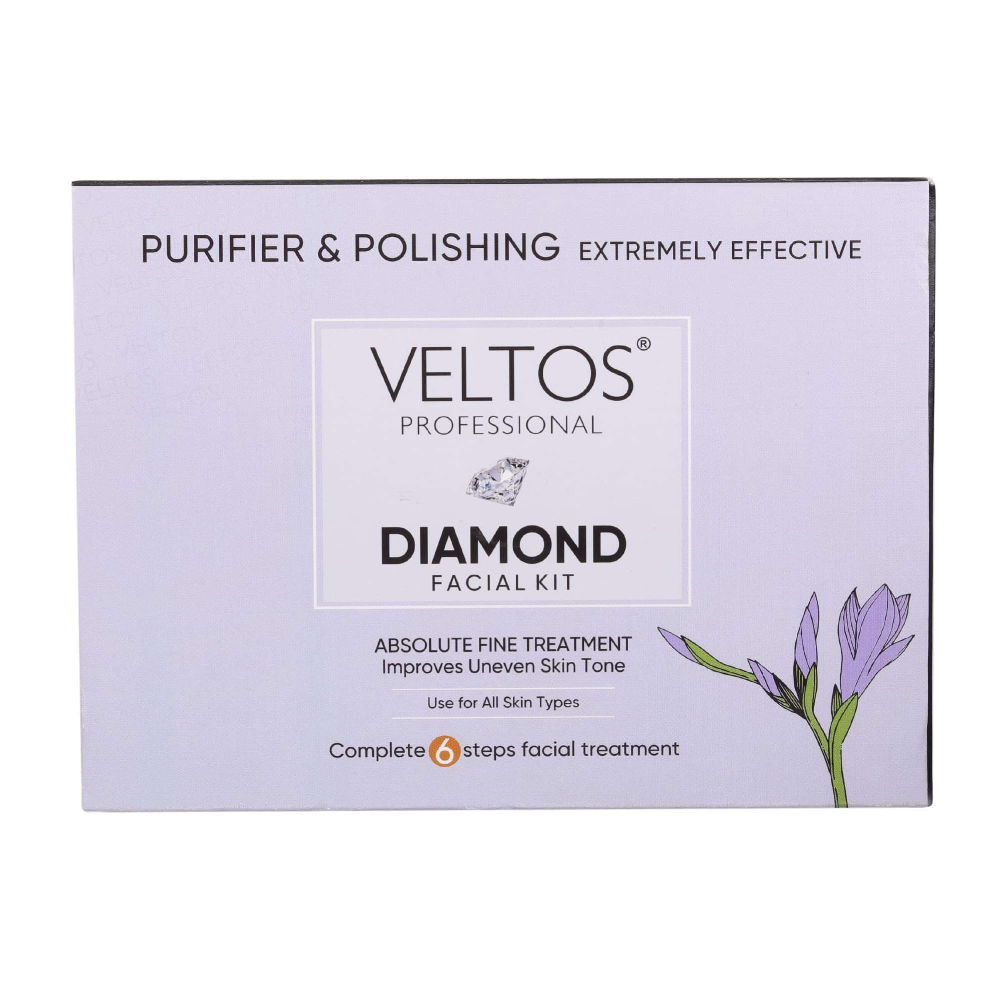 VELTOS Diamond Facial Kit for Skin Polishing & Purification | Exfoliating Facial Kit for Uneven Skin Texture & Instant Glow - 55g | Professional At-Home Spa Treatment for Radiant Skin