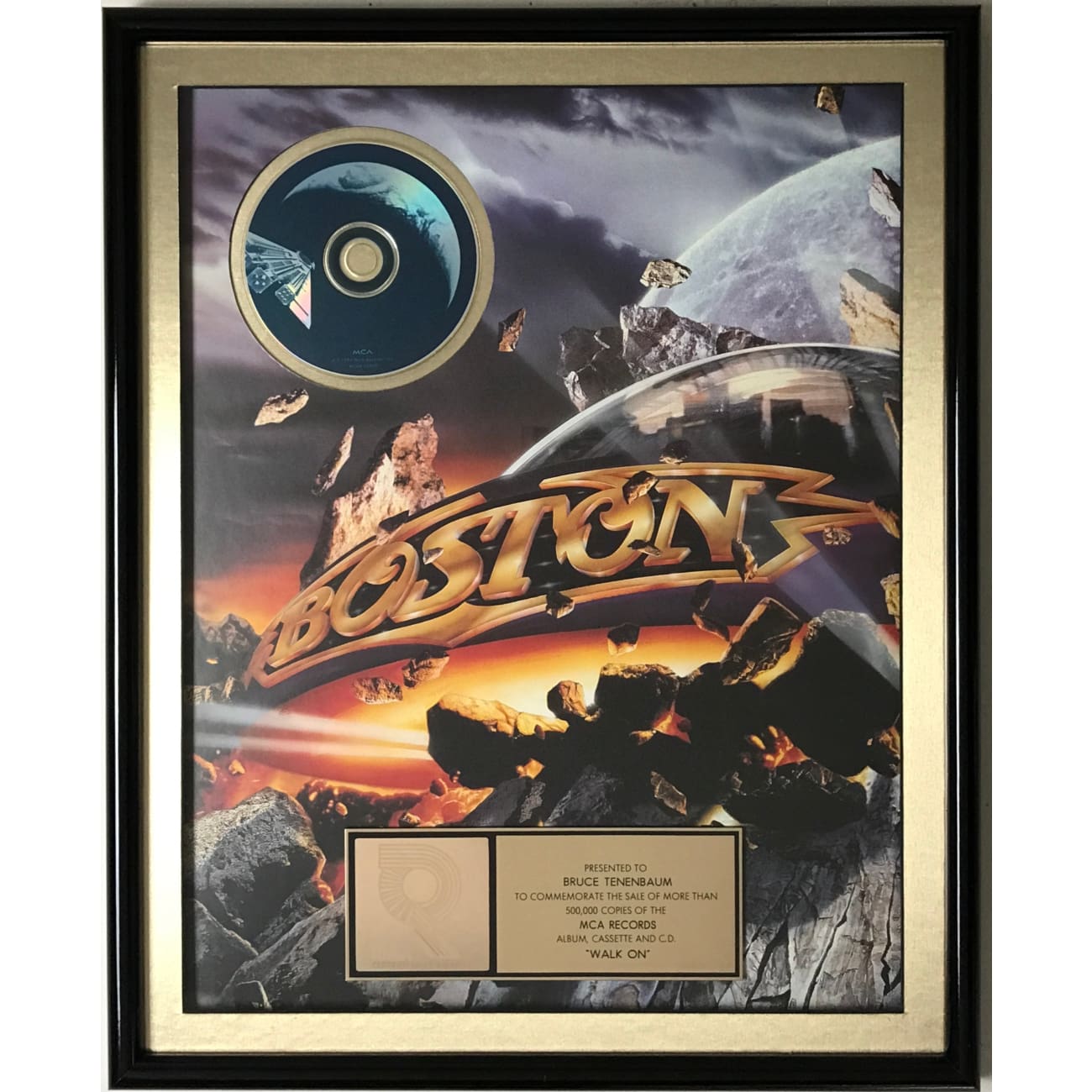 Boston Walk On RIAA Gold Album Award - Certified Music Achievement Plaque for Artists & Bands - Perfect for Studio Display, Fan Gifts & Music Memorabilia Collection