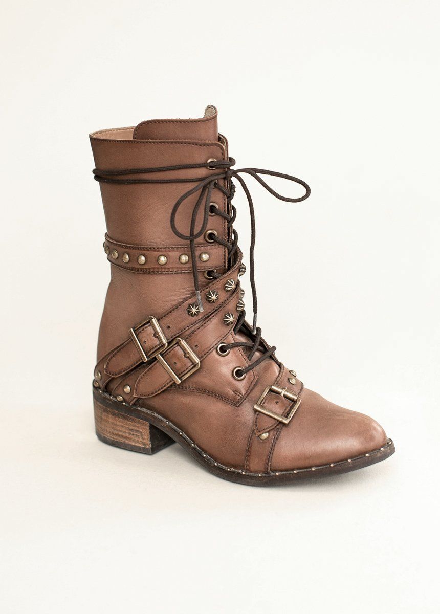 Stylish Brown Rowan Leather Combat Boots for Women - Perfect for Outdoor Adventures & Casual Wear