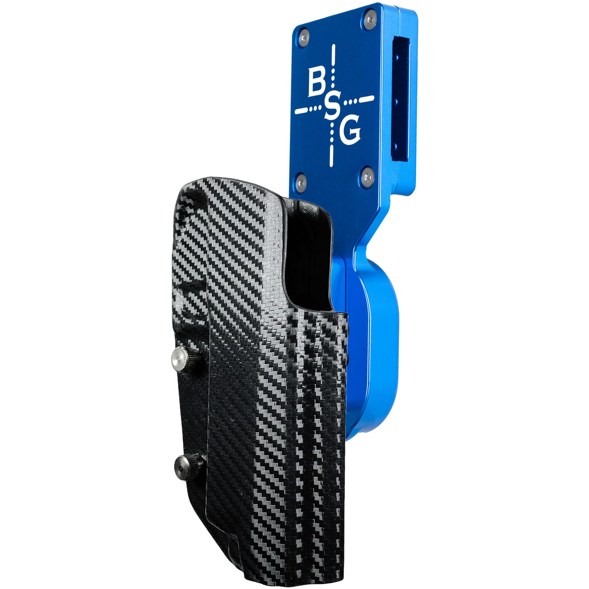 USPSA Competition Holster - Black Scorpion Heavy Duty Carbon Fiber Holster for 2011 Pistols with Blue Belt Attachment | IPSC, IDPA, Tactical Training & Range Shooting