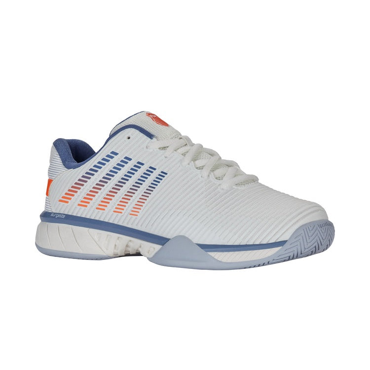 K Swiss Hypercourt Express 2 Wide Men's Tennis Shoes - White/Blue/Orange (6806 139) | Durable Court Shoes for Tennis, Pickleball & Casual Wear