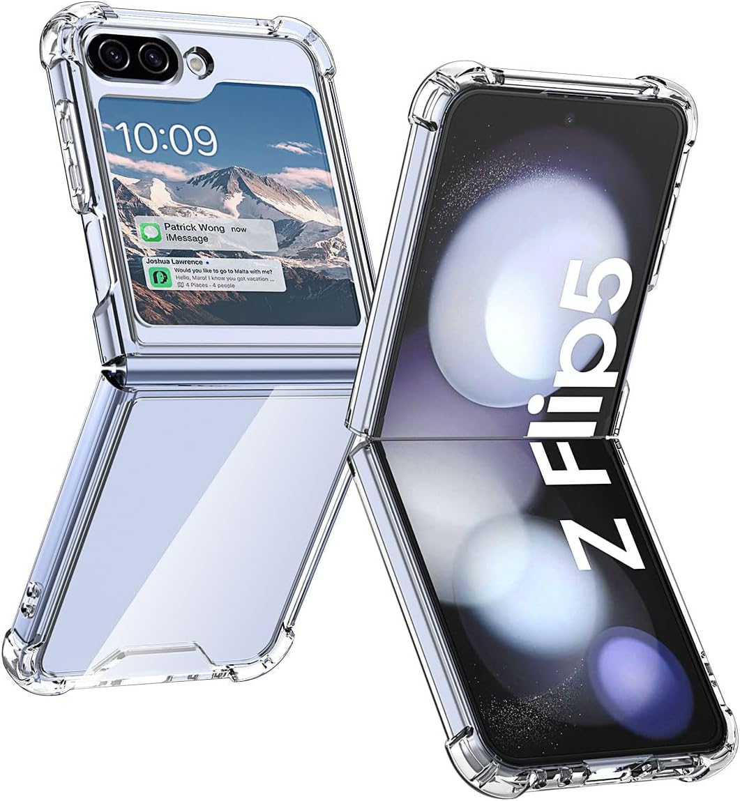 Samsung Galaxy Z Flip 5 Magnetic Clear Phone Case - Protective Cover with Strong Magnetic Mount for Wireless Charging | Perfect for Work, Travel & Everyday Use