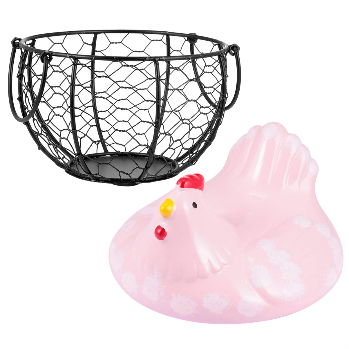 IMIKEYA Metal Wire Egg Basket - Decorative Kitchen Storage Basket for Eggs, Fruits & Snacks | Rustic Pantry Organizer, Farmhouse Style Cabinet Decor (Perfect for Farmhouse Kitchens, Pantry Storage & Countertop Display)