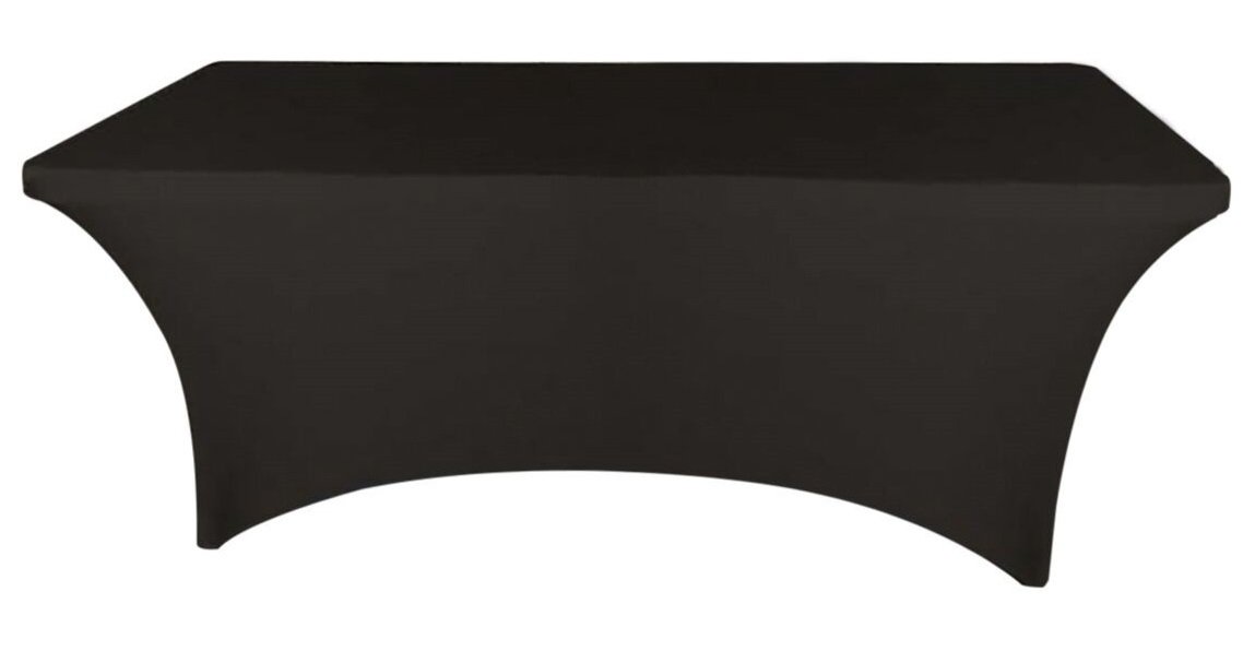 Banquet Tables Pro Black 6 ft. Rectangular Stretch Spandex Tablecloth - Premium Fitted Table Cover for Parties, Weddings & Events