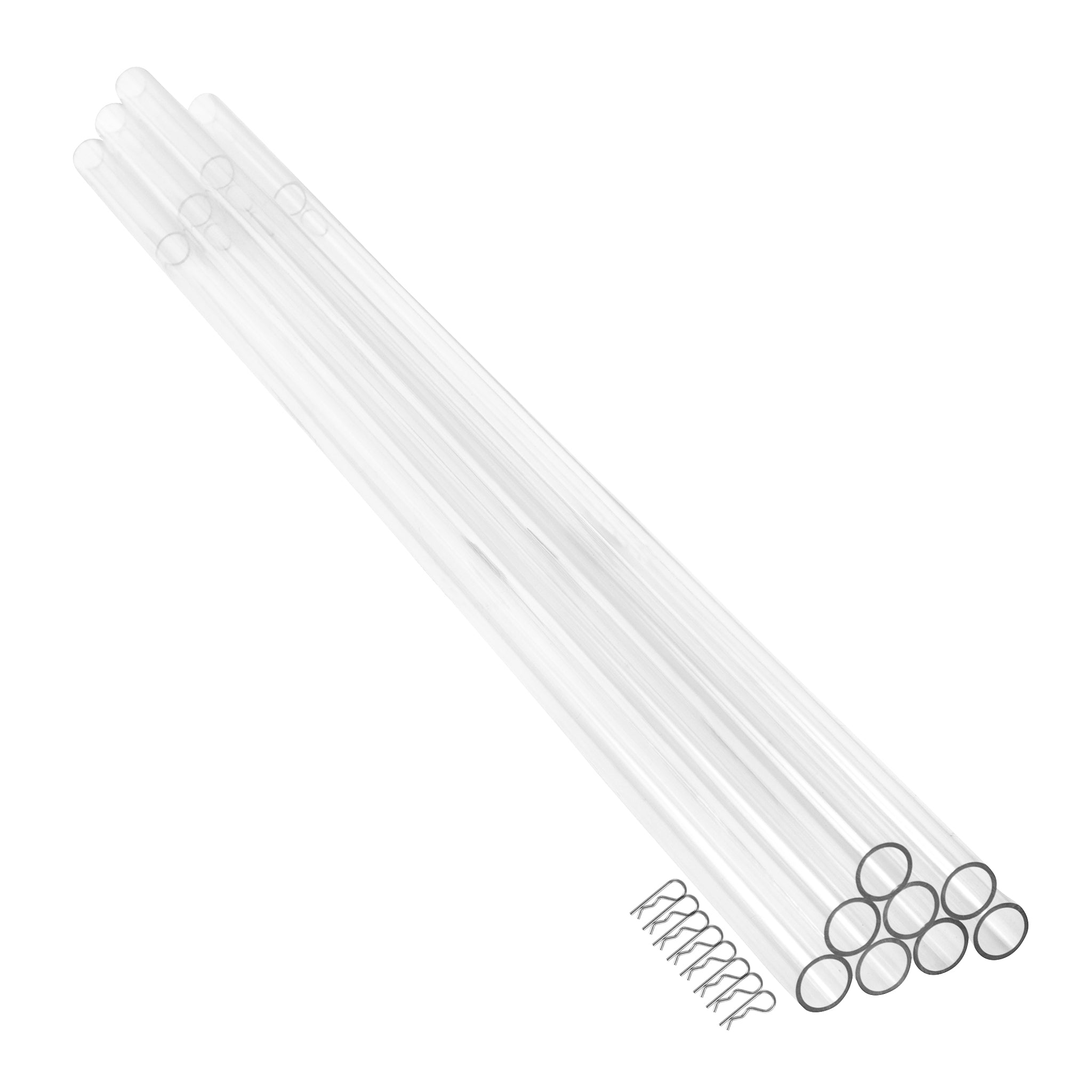 8 Pack Clear Acrylic Ceiling Drape Tubes with Fastening Pins - Perfect for Wedding Decor, Party Backdrops & Event Ceiling Installations