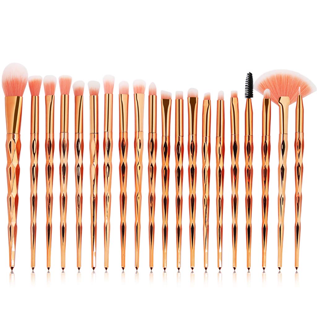 20-Piece Unicorn Makeup Brush Set - Eyeshadow, Eyeliner, Blending & Crease Brushes with Rose Gold Handles for Professional Makeup Application - Perfect for Daily Beauty Routine, Bridal Makeup & Travel Cosmetics Kit
