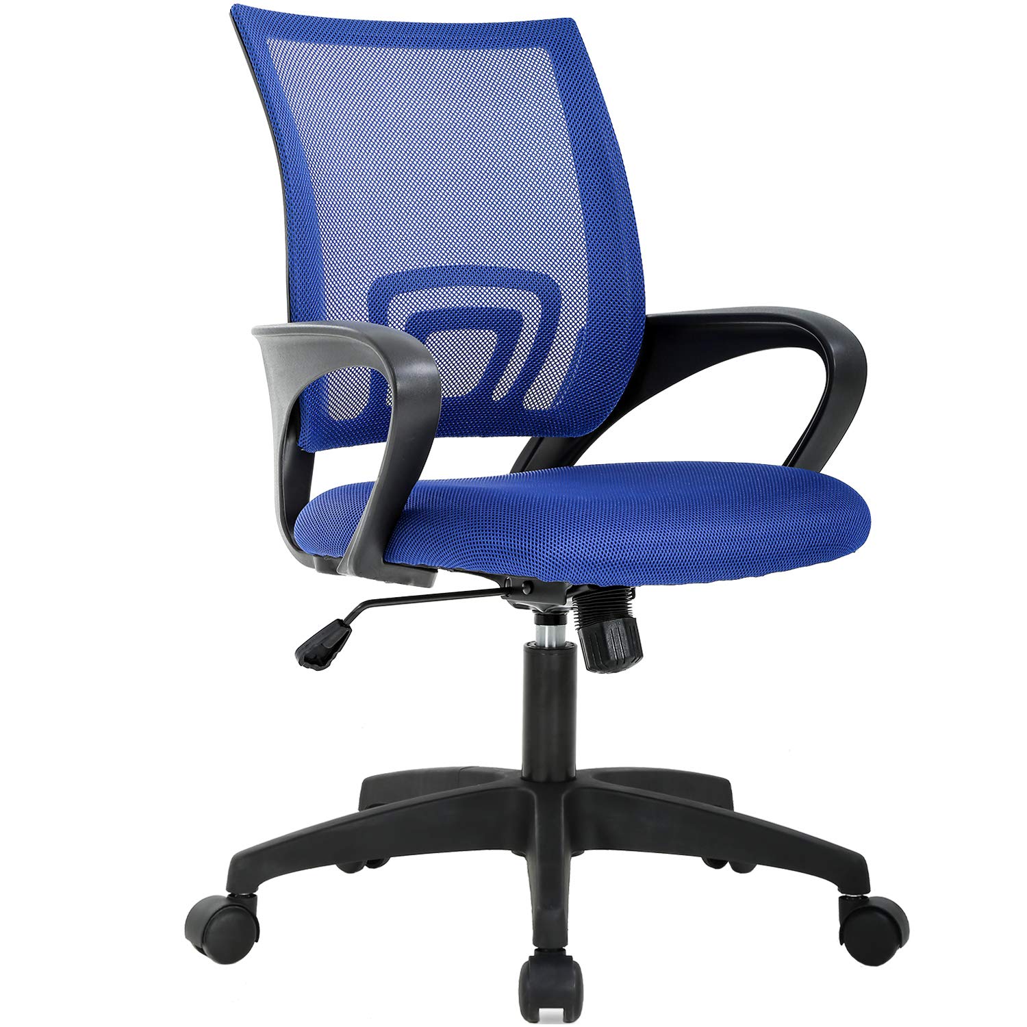 Ergonomic Mesh Office Chair with Adjustable Lumbar Support - Modern Executive Swivel Rolling Computer Desk Chair for Women & Adults (Blue) - Perfect for Home Office, Gaming & Workspaces