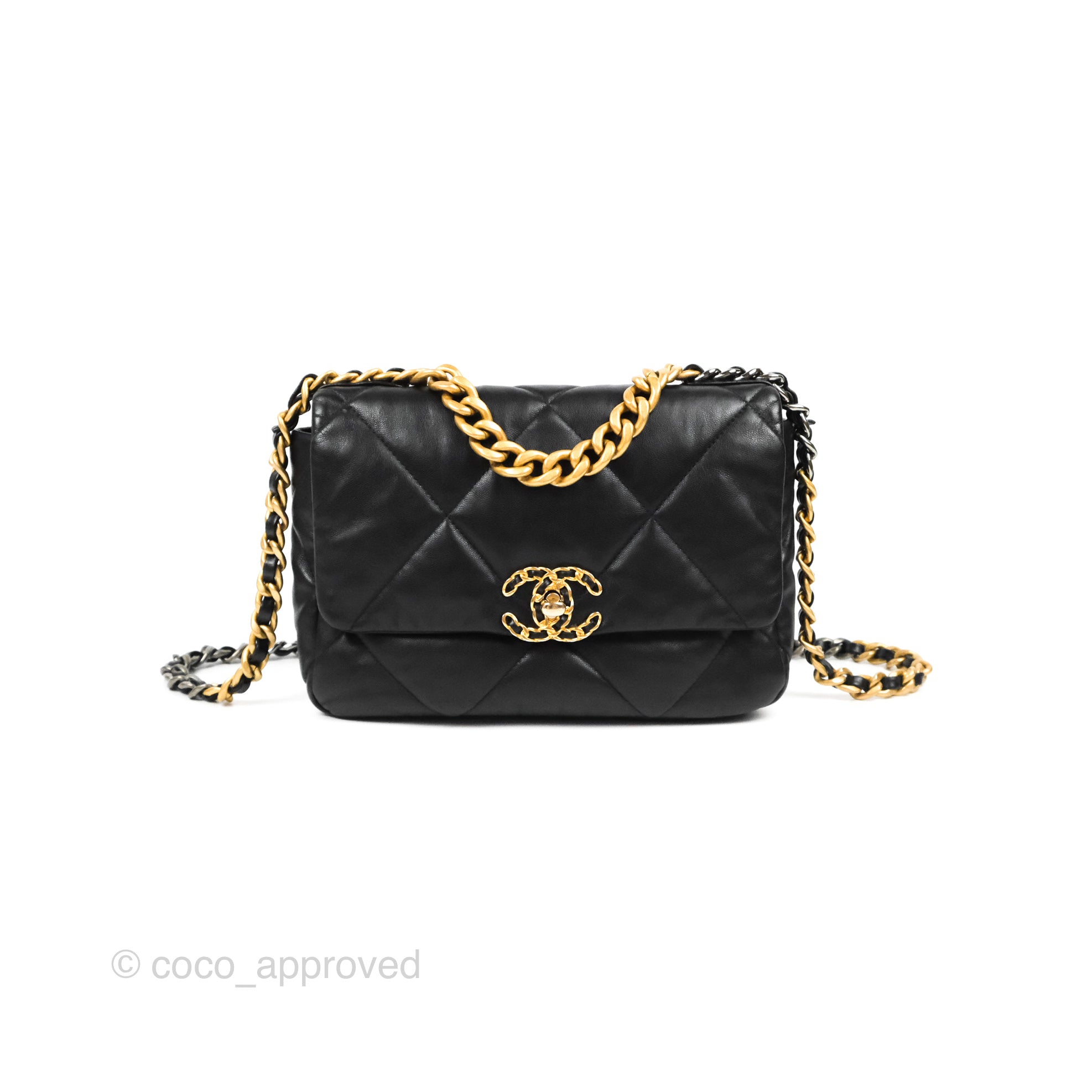 Chanel 19 Small Black Goatskin Mixed Hardware Handbag - Luxury Designer Crossbody Bag for Women | Perfect for Evening Events, Date Nights & Special Occasions