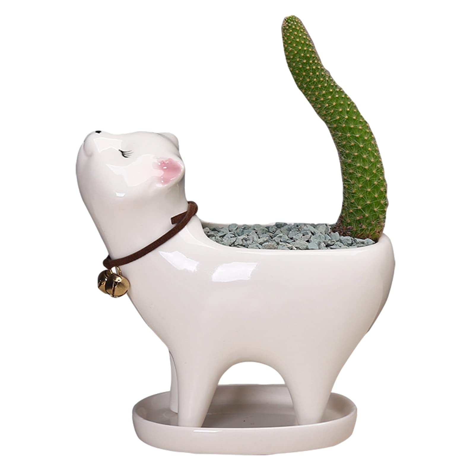 Indoor Plant Pots & Garden Planters - Ceramic Succulent Pots for Cactus, Cat Tail & Balcony Decor - Perfect for Home, Office & Gardening (Pink/White) - Ideal for Home Decor, Gifts & Plant Lovers