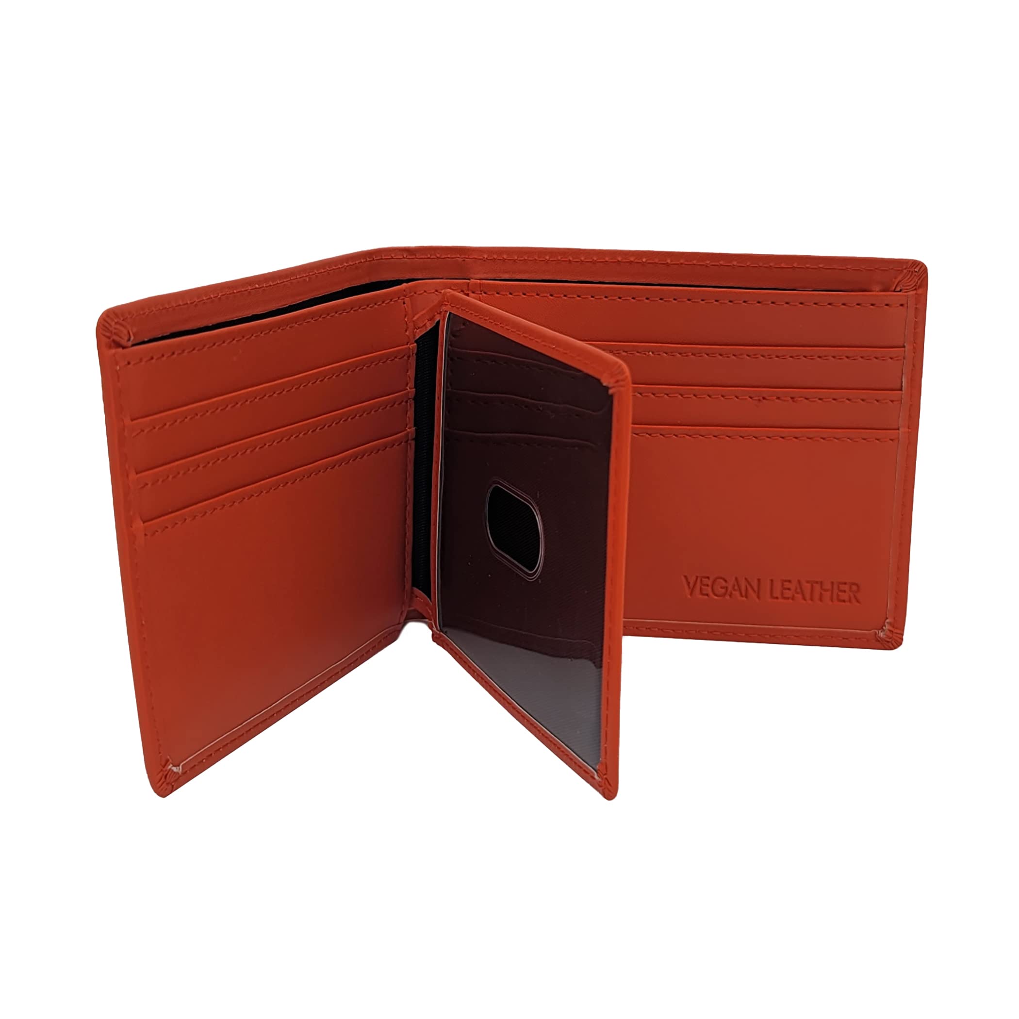 Men's Vegan Leather Bifold Wallet with RFID Protection - Slim Faux Leather Credit Card Holder & Cash Organizer (Marmalade Orange) | Perfect Gift for Dad, Husband | Ideal for Travel, Business & Everyday Use