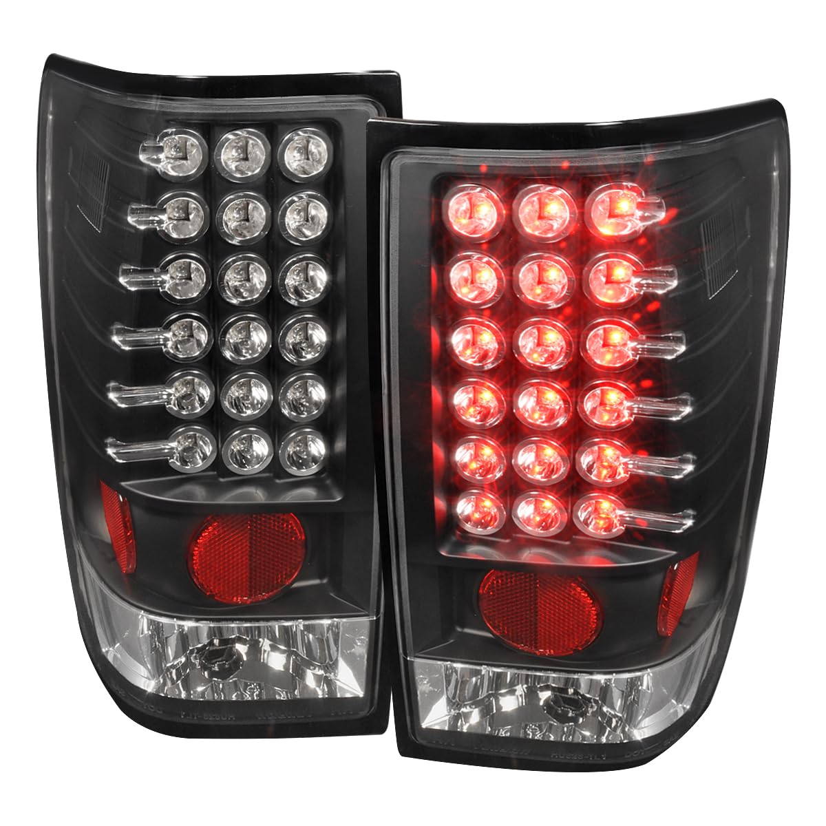 SPEC-D TUNING Black Housing Clear Lens LED Tail Lights for 2004-2015 Nissan Titan (Non-Utility Bed) - Left & Right Pair - Enhanced Visibility & Style for Night Driving & Custom Car Upgrades