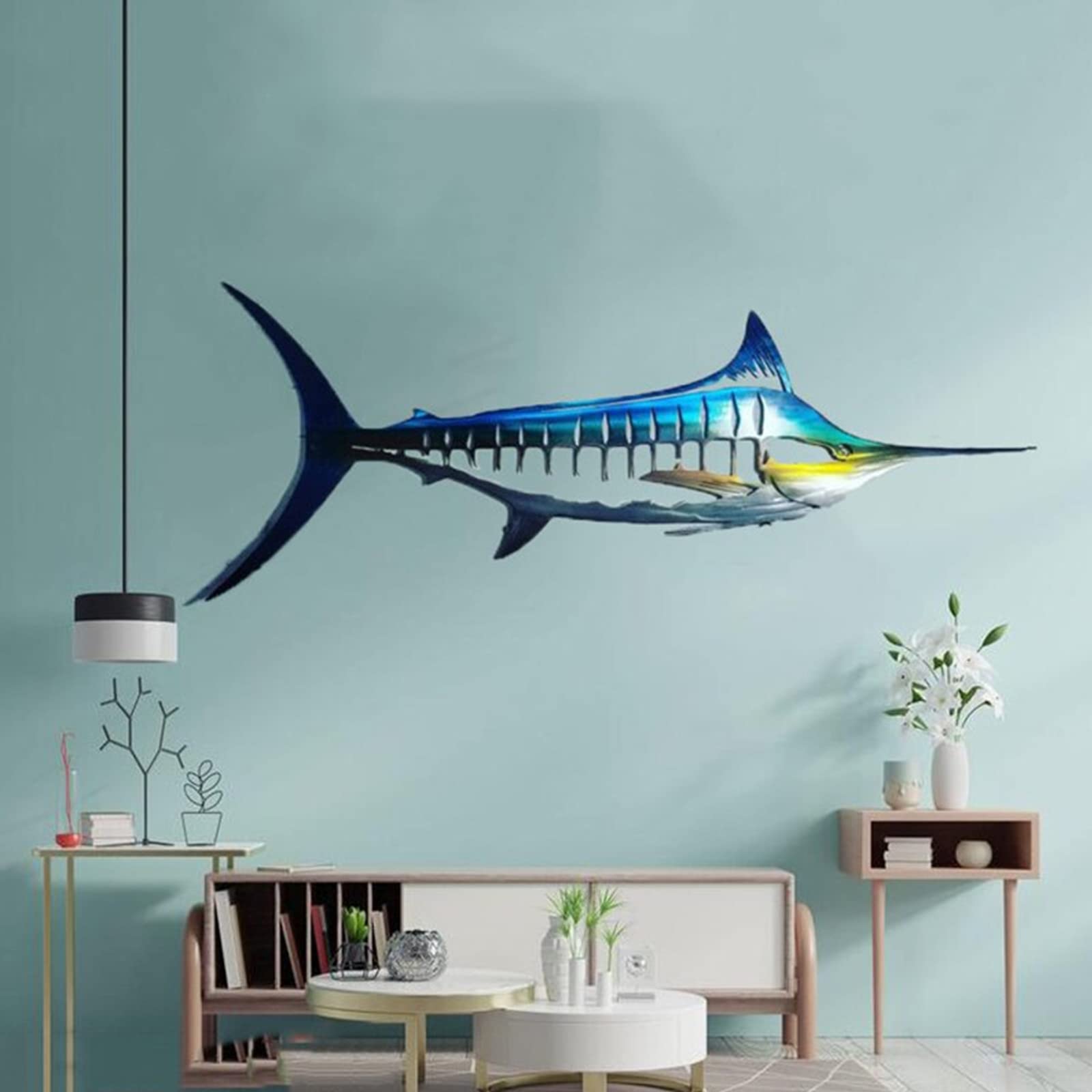 Lincheer Shark Metal Wall Art Decor - Outdoor Hanging Home Shark Sculpture, Nautical Ocean Fish Decor for Patio, Pool & Beach House - Perfect for Coastal, Marine & Shark-Themed Interior Design