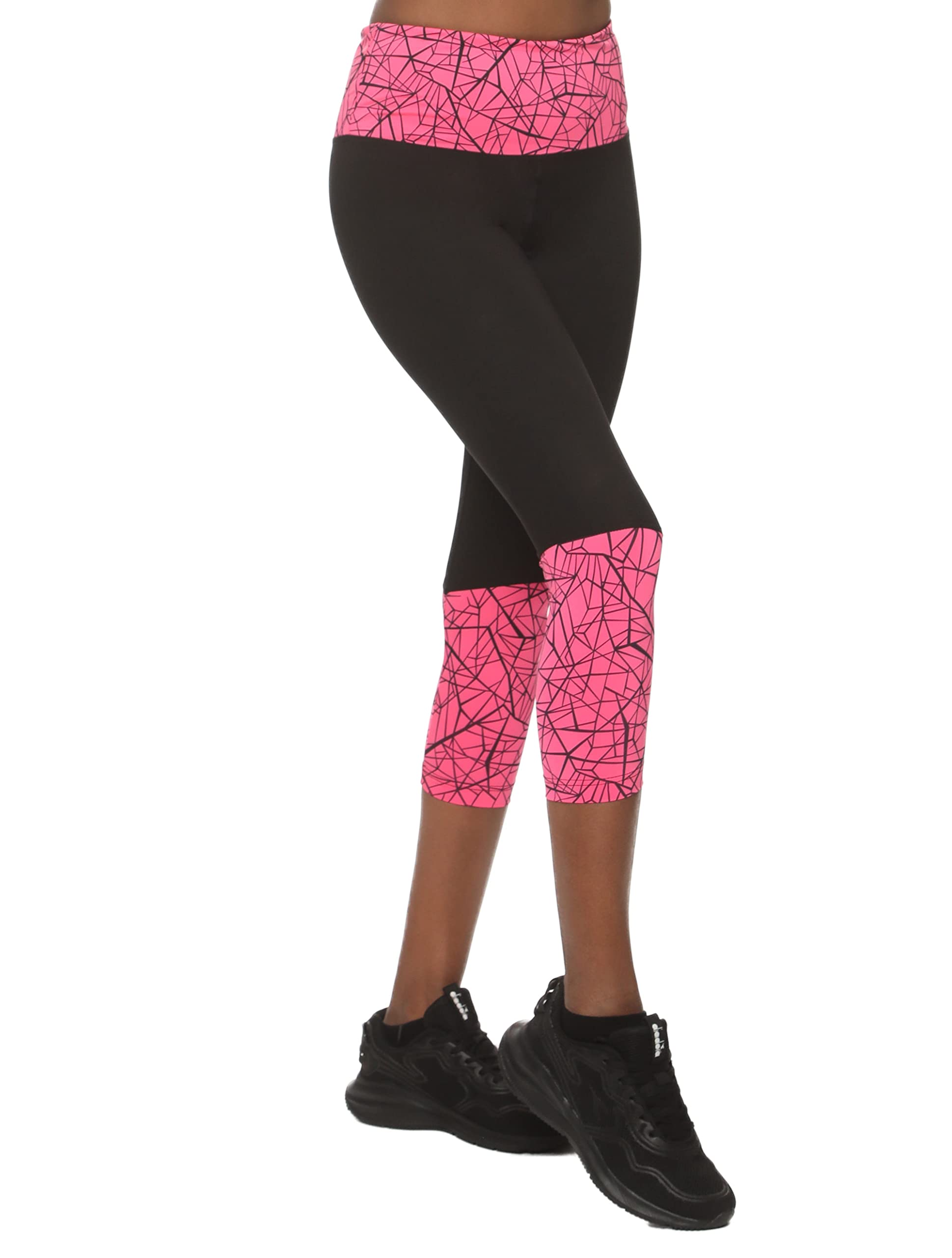 Women's Nirlon Capri Leggings with Pockets - Regular & Plus Size Stretch Yoga Pants for Workout, Running, and Casual Wear