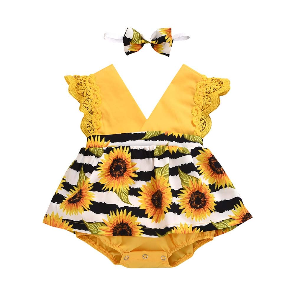 Adorable Newborn Baby Girl Romper Jumpsuit - Lace Tutu Dress with Headband 0-24 Months | Summer Outfit for Photoshoots, Parties & Special Occasions