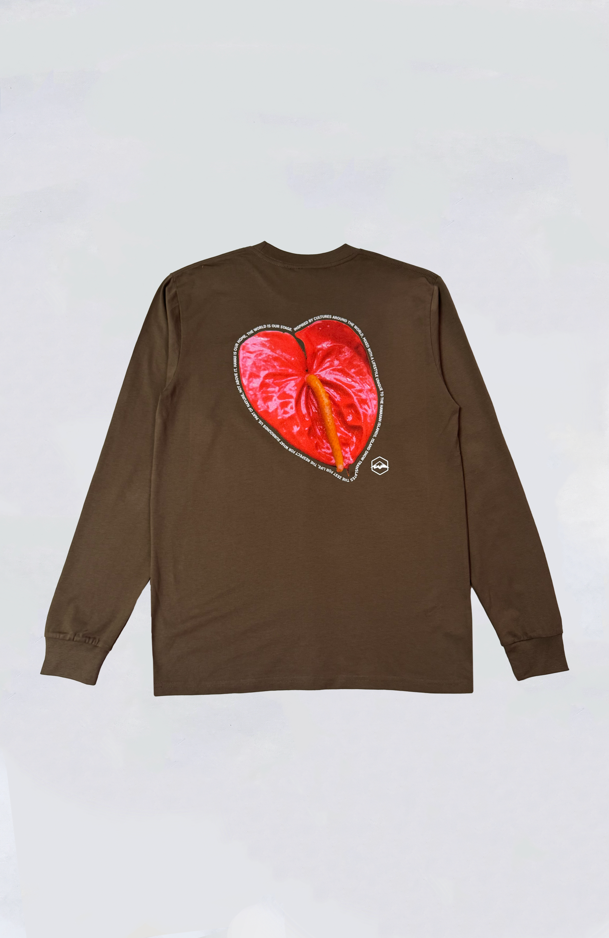 Premium Heavyweight Long Sleeve T-Shirt with Island Snow Hawaii & Anthurium Design - Comfortable & Stylish for Casual Wear, Surfing, and Beach Outings