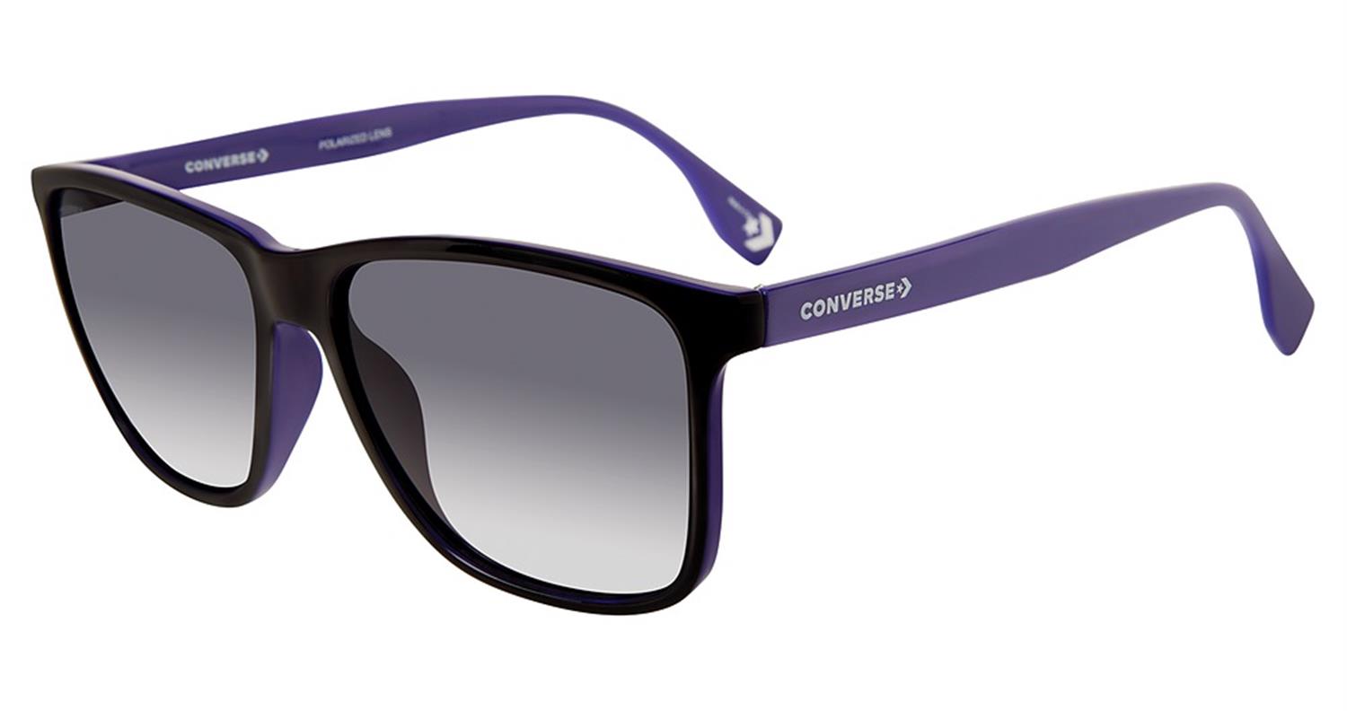 Converse SCO050 58 G75P Polarized Sunglasses - Black/Purple Frame with UV Protection for Men & Women | Perfect for Driving, Running, and Outdoor Activities