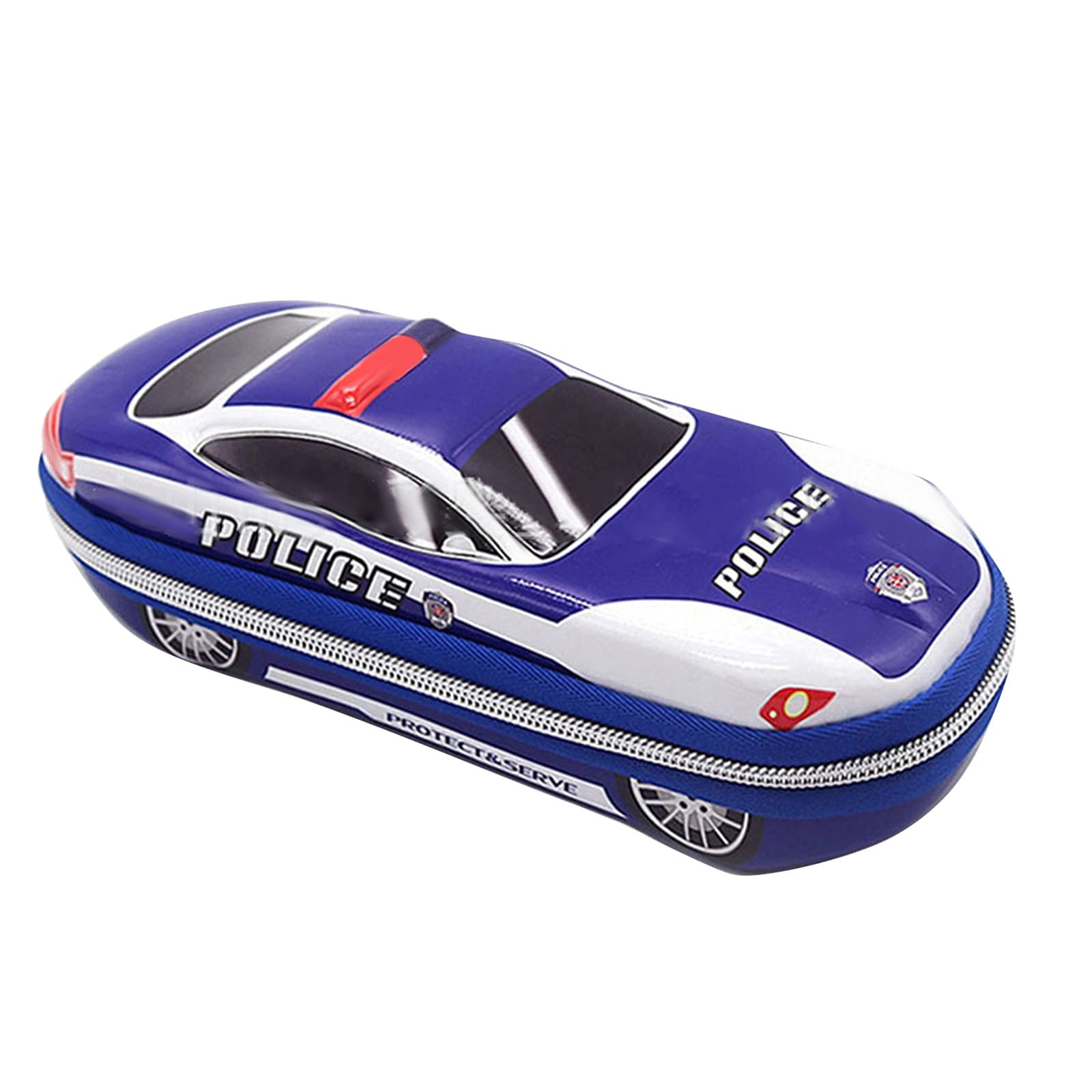 Large Capacity EVA Pencil Case with Multiple Compartments - Zippered Supercar Tank Police Car Design Pen Holder Organizer for School, Office & Travel - Perfect for Students, Teens, Boys & Girls (Blue) | Ideal for Organizing Pens, Pencils, Markers & School Supplies in Backpacks or Desks