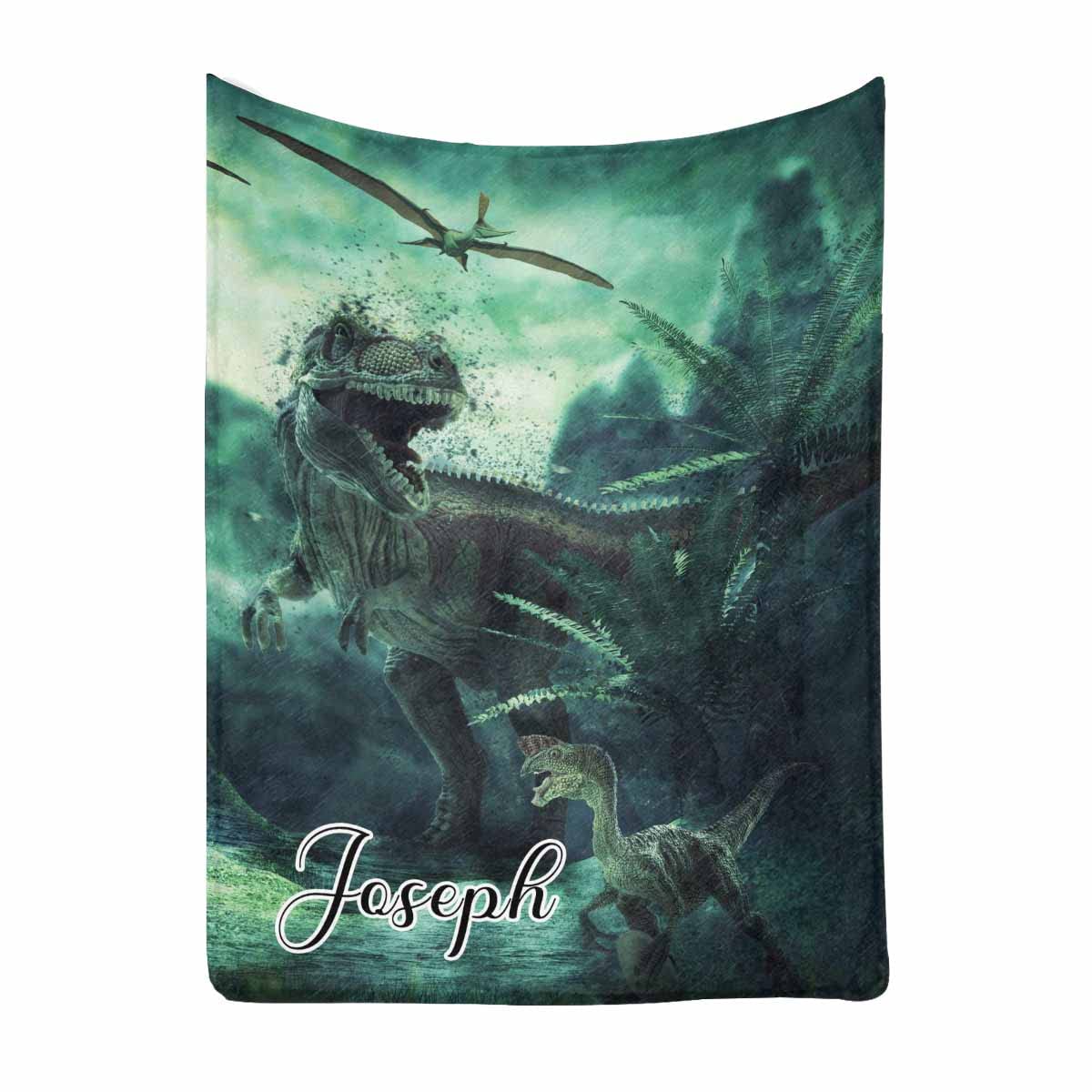 Dinosaur Fleece Blanket - Soft Custom Dinosaur Throw for Kids & Adults, 30x40 Inch Cozy Nature Forest Design - Perfect for Bedroom, Office, Couch Decor - Great Birthday Gift for Granddaughter & Grandson
