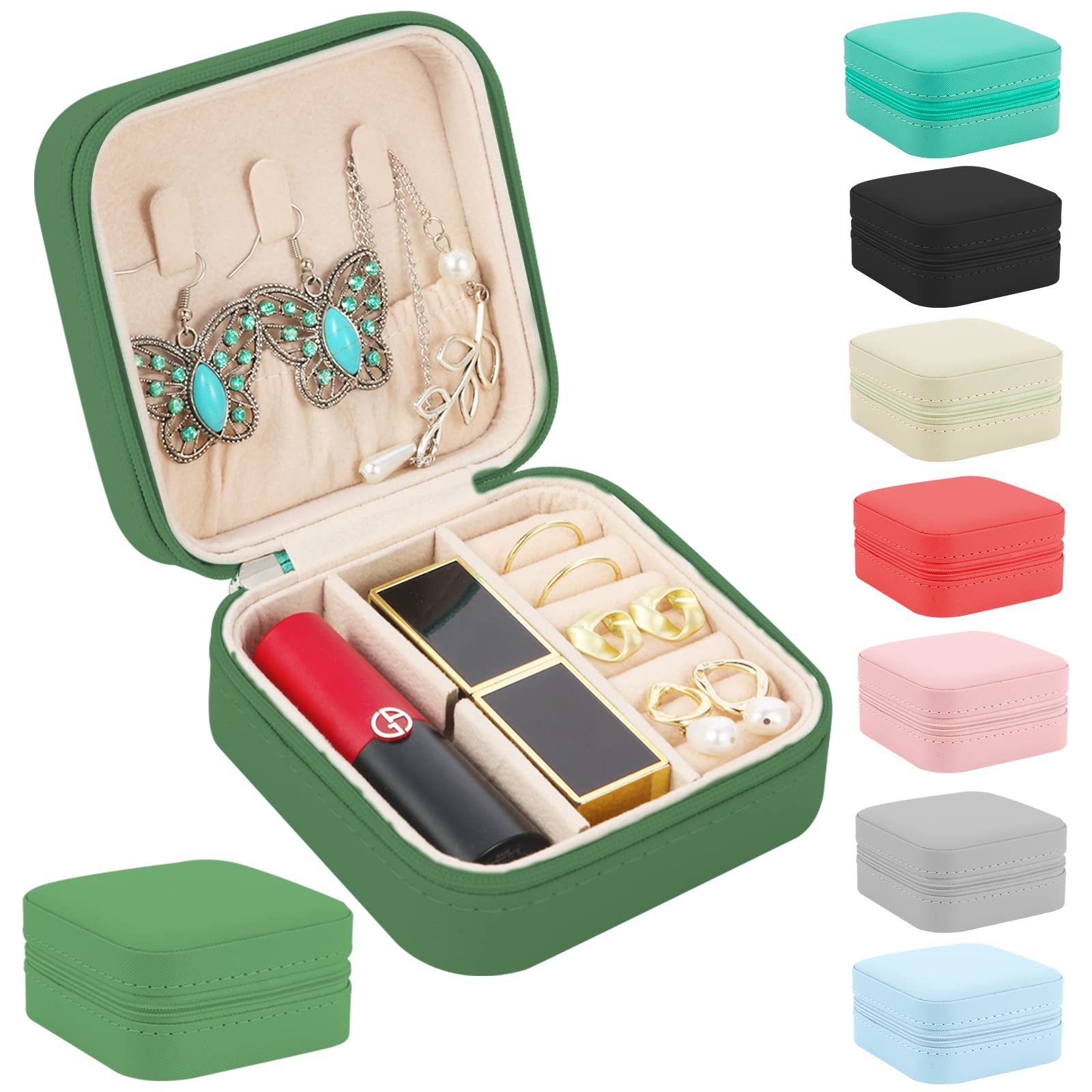 Portable Travel Jewelry Organizer Box - Mini Jewelry Case for Rings, Earrings, Necklaces - Compact Jewelry Storage & Display for Women - Perfect for Travel, Gifts & Home Organization