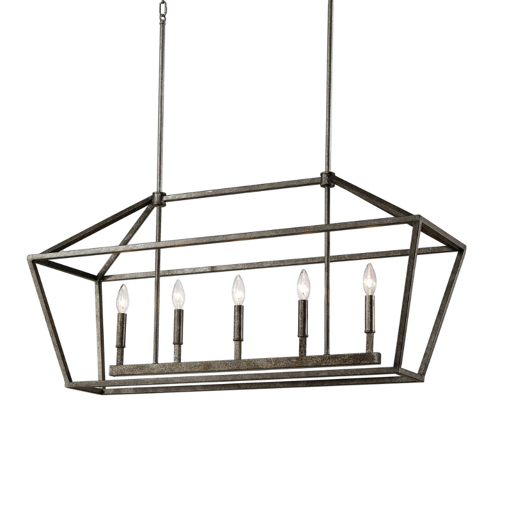 Modern Poppy Cage Linear Pendant Light Fixture - Sleek Minimalist Hanging Chandelier for Dining Room, Kitchen Island & Bedroom Lighting