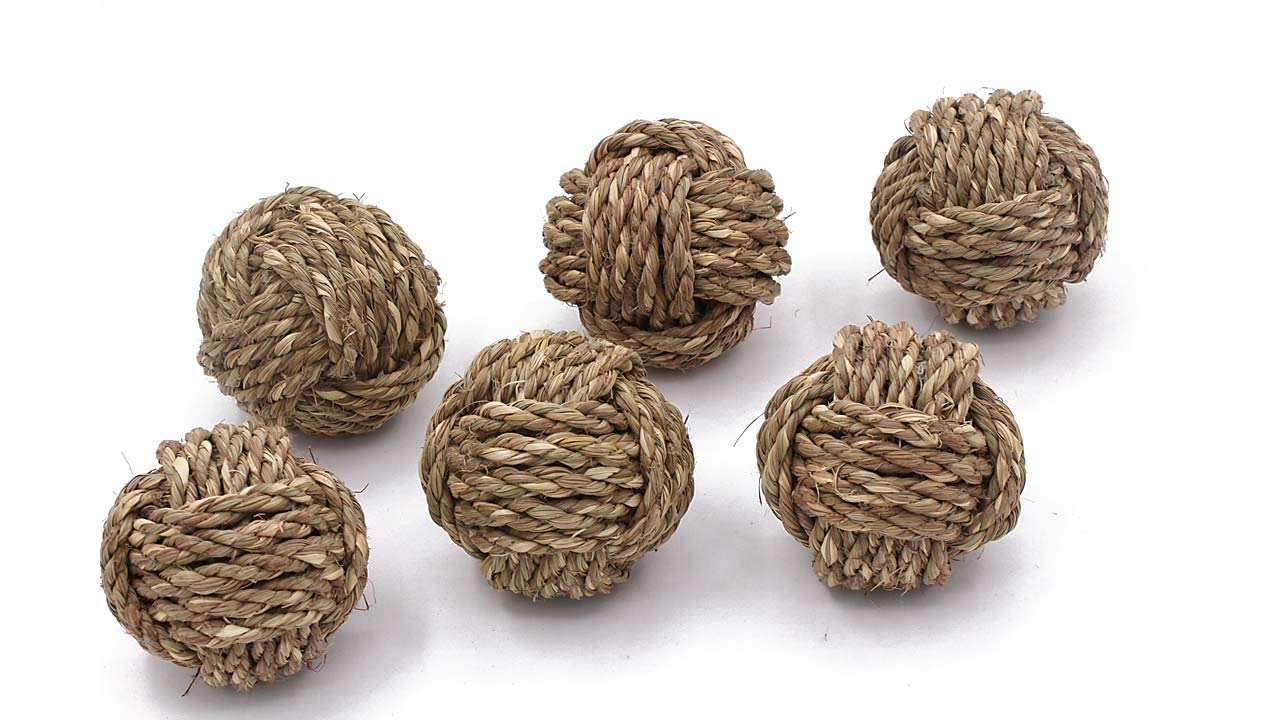 Natural Grass Rope Balls Set of 6 - Handmade Indian Nautical Decor Balls for Vase Filler, Living Room, Wedding, and Beach House Decoration | Eco-Friendly Home Décor Accessories