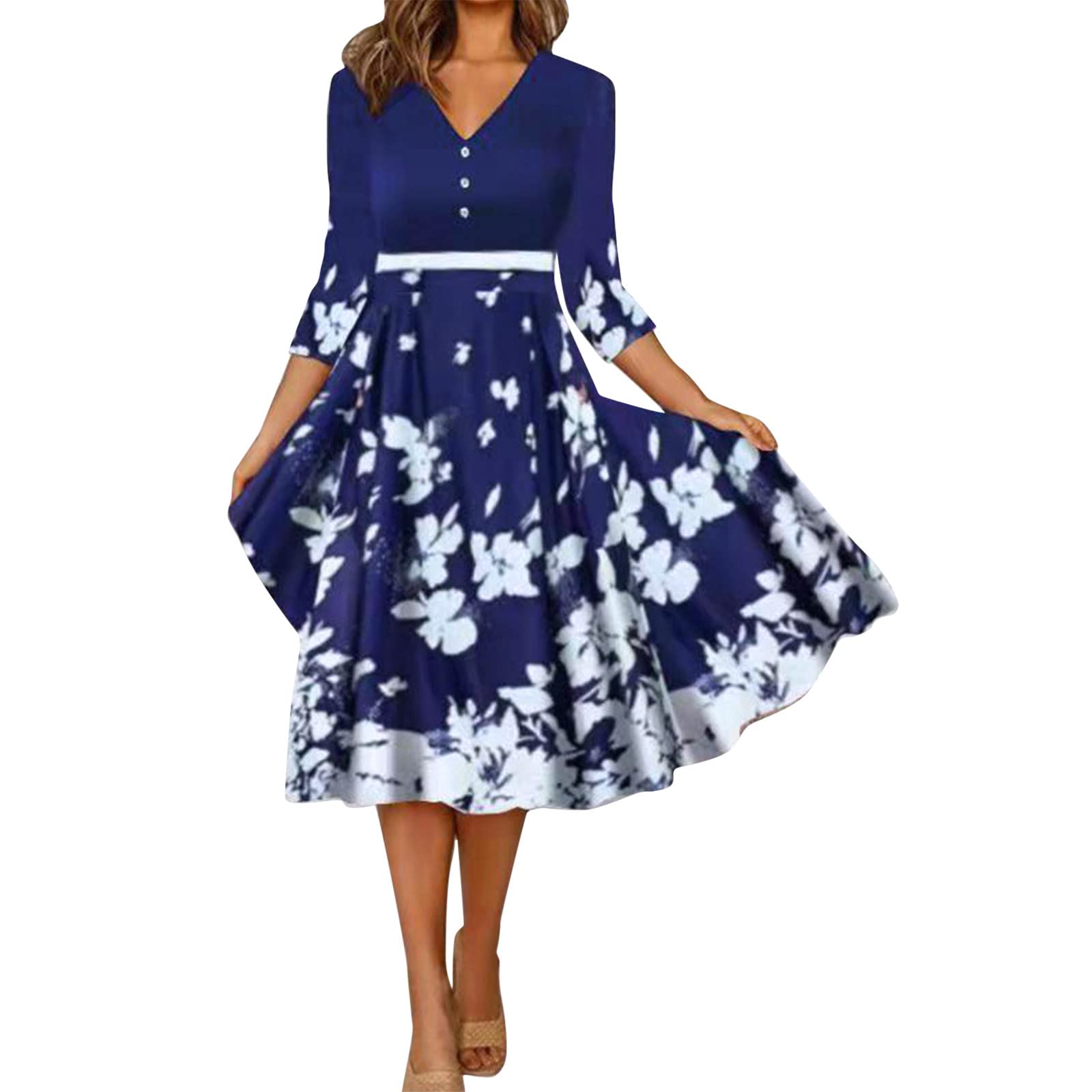 Elegant Women's Casual Long Sleeve Spring Dress with Fashion Prints - Perfect for Office Wear, Weekend Outings & Spring Parties