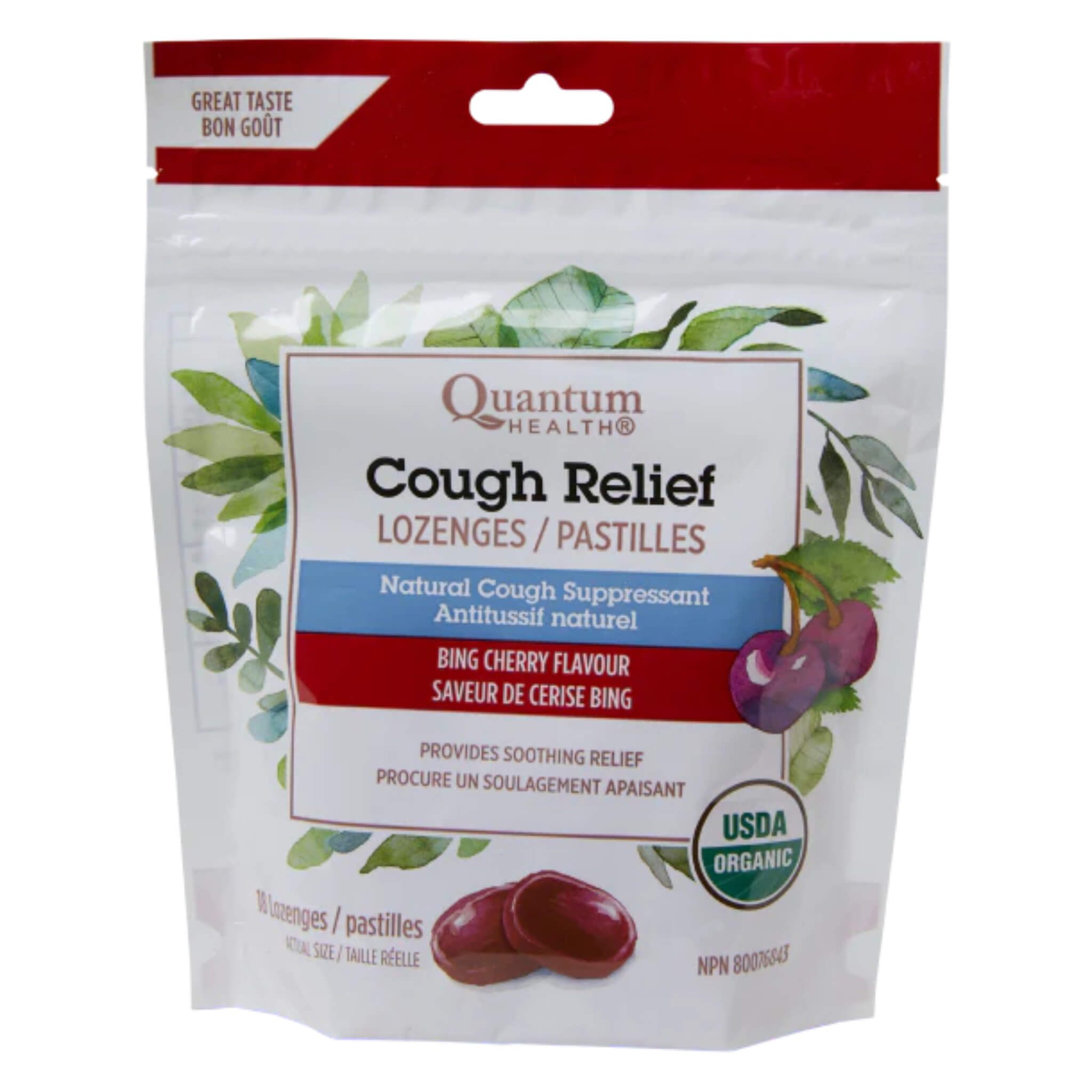 Organic Cough Relief Lozenges with Bing Cherry Flavor - Soothe Throat & Relieve Cough Naturally - Perfect for Cold, Flu & Allergy Season at Home, Work or Travel