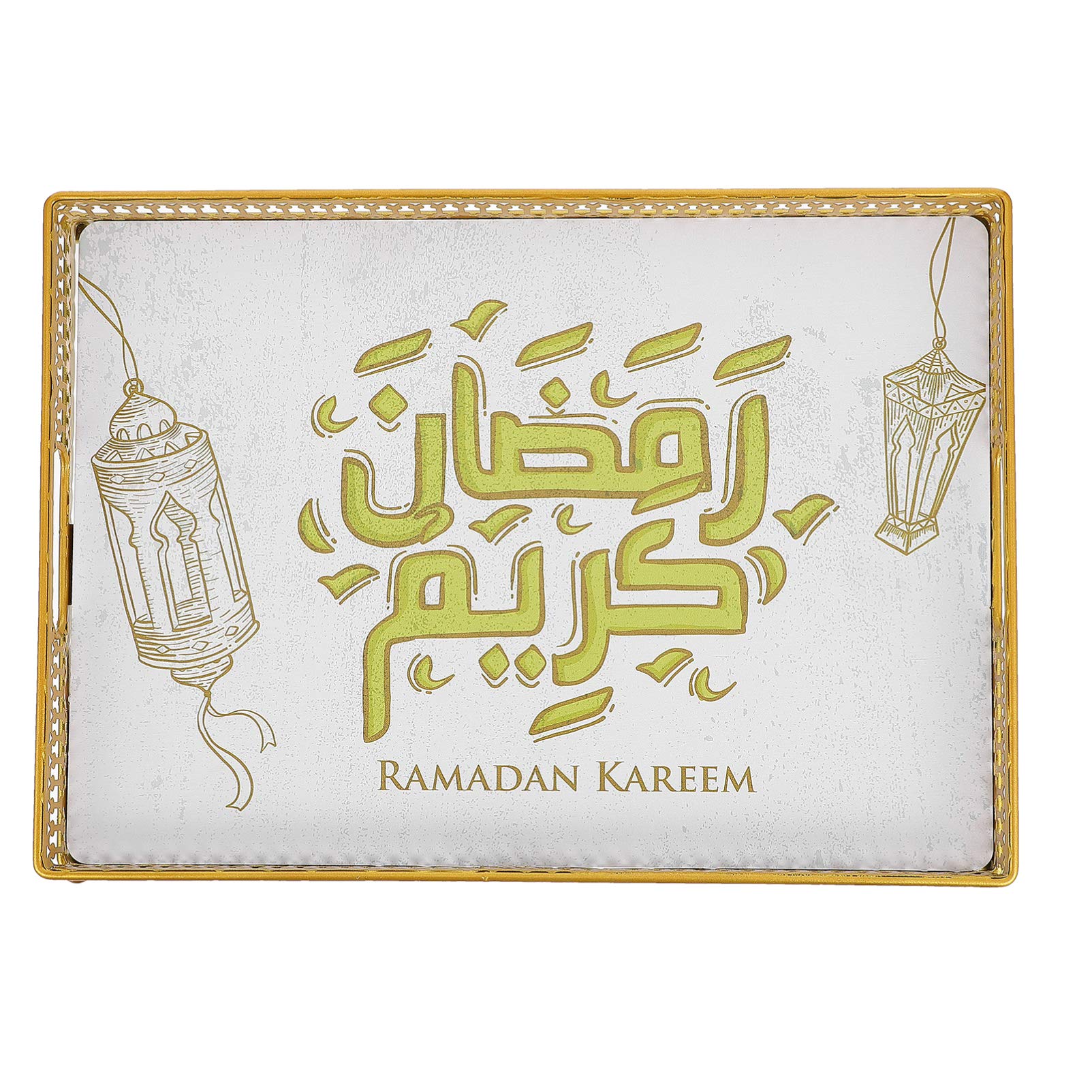 Eid Mubarak Party Decorations - Square Metal Food Tray for Ramadan & Islamic Celebrations - Elegant Serving Plates for Eid al-Fitr, Iftar Parties & Muslim Home Decor