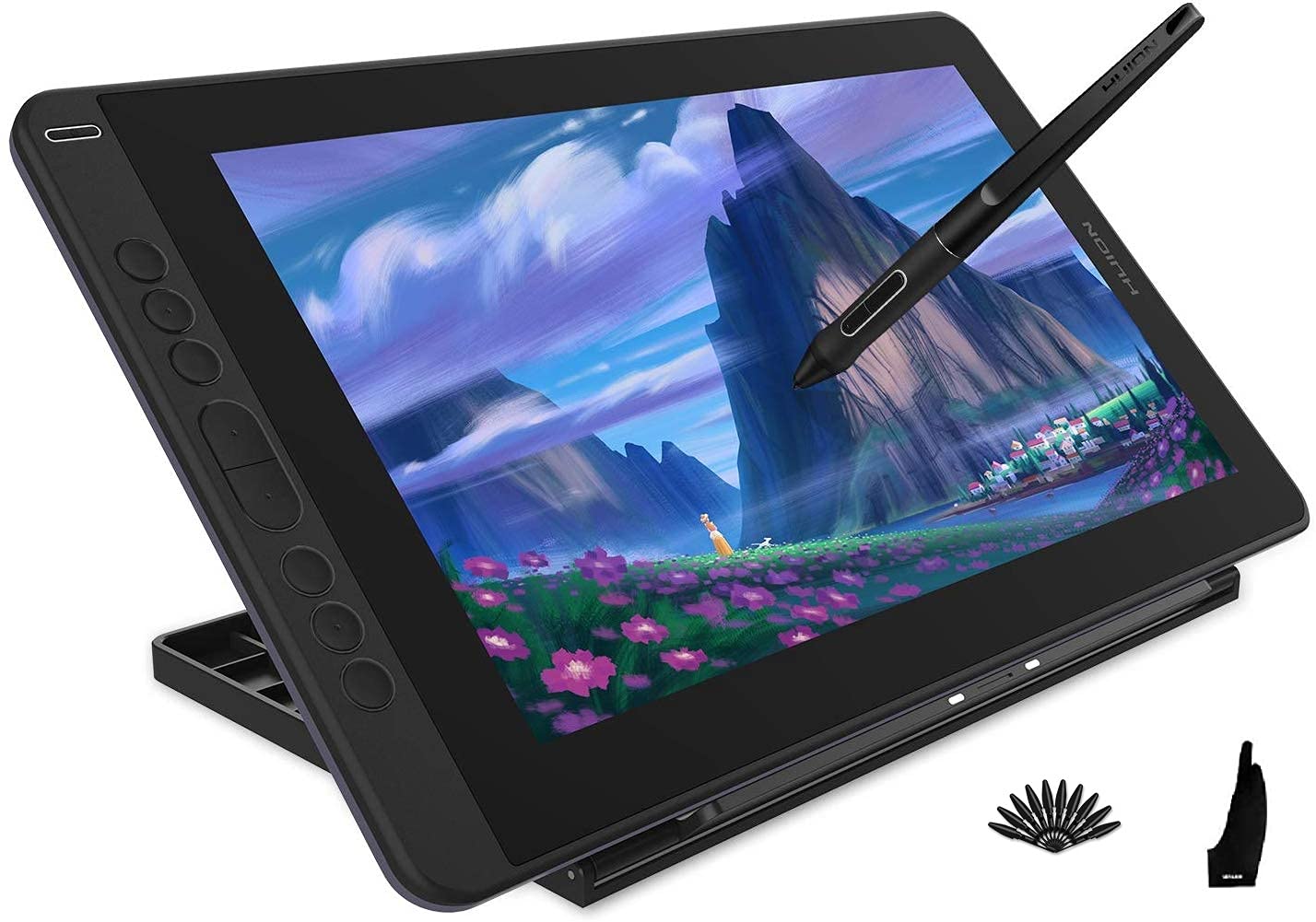 HUION KAMVAS 13 Drawing Tablet with Screen - 13.3 Inch Full-Laminated Graphics Monitor, Battery-Free Stylus with Tilt Support, Adjustable Stand for Digital Art, Animation & Design (Purple) - Perfect for Artists, Illustrators & Graphic Designers Working from Home or Studio
