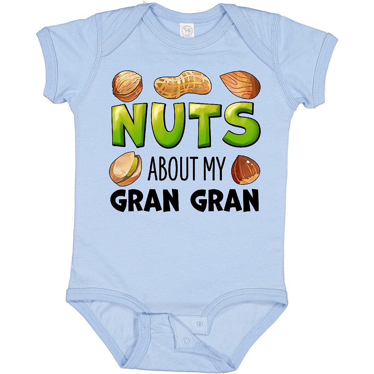 Inktastic 'Nuts About My Gran' Peanut Almond Pistachio Baby Bodysuit - Cute Grandparent Gift for Newborns & Infants | Perfect for Family Photos, Holidays & Special Occasions