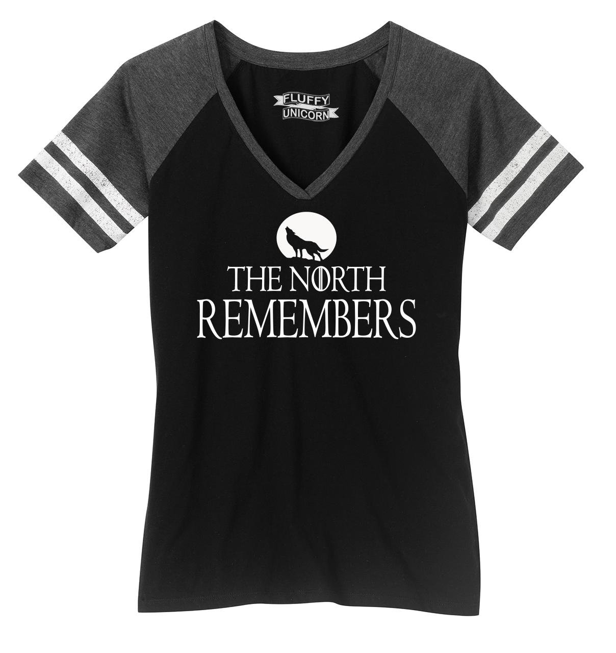 Funny 'The North Remembers' V-Neck T-Shirt for Women - Game of Thrones Inspired Gamer Tee | Perfect for Cosplay, TV Show Fans & Fantasy Lovers