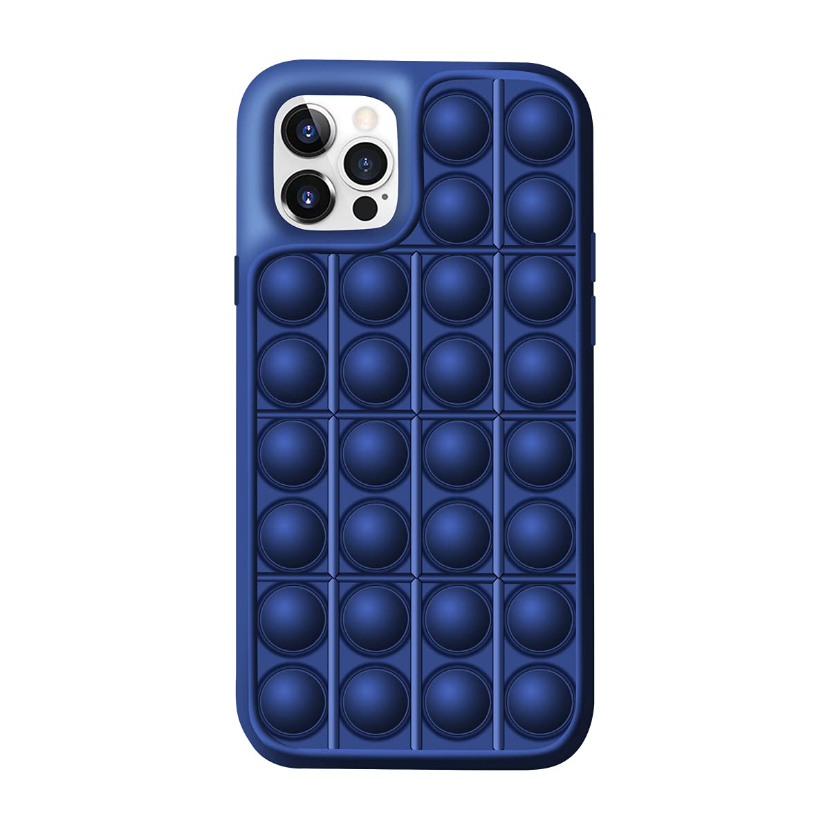 Push Pop Fidget Phone Case - Silicone Bubble Sensory Stress Relief Toy & Shockproof Cover for iPhone 7/8 (Navy Blue) - Anxiety Relief, ADHD Focus Aid, Office Desk & Car Travel Fidgeting Companion
